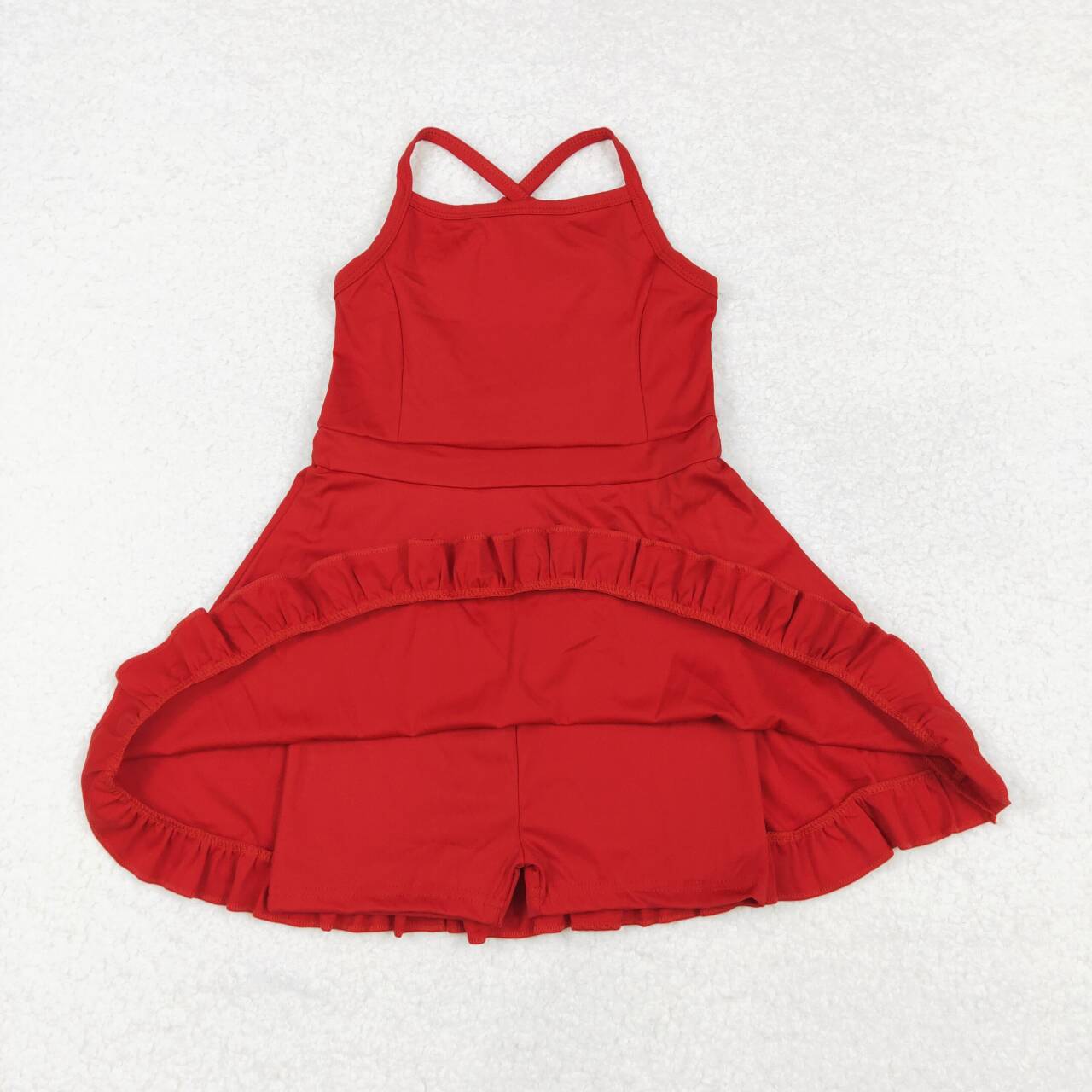 S0453 RTS baby girl clothes red girl summer yoga wear yoga clothes swim suit dress
