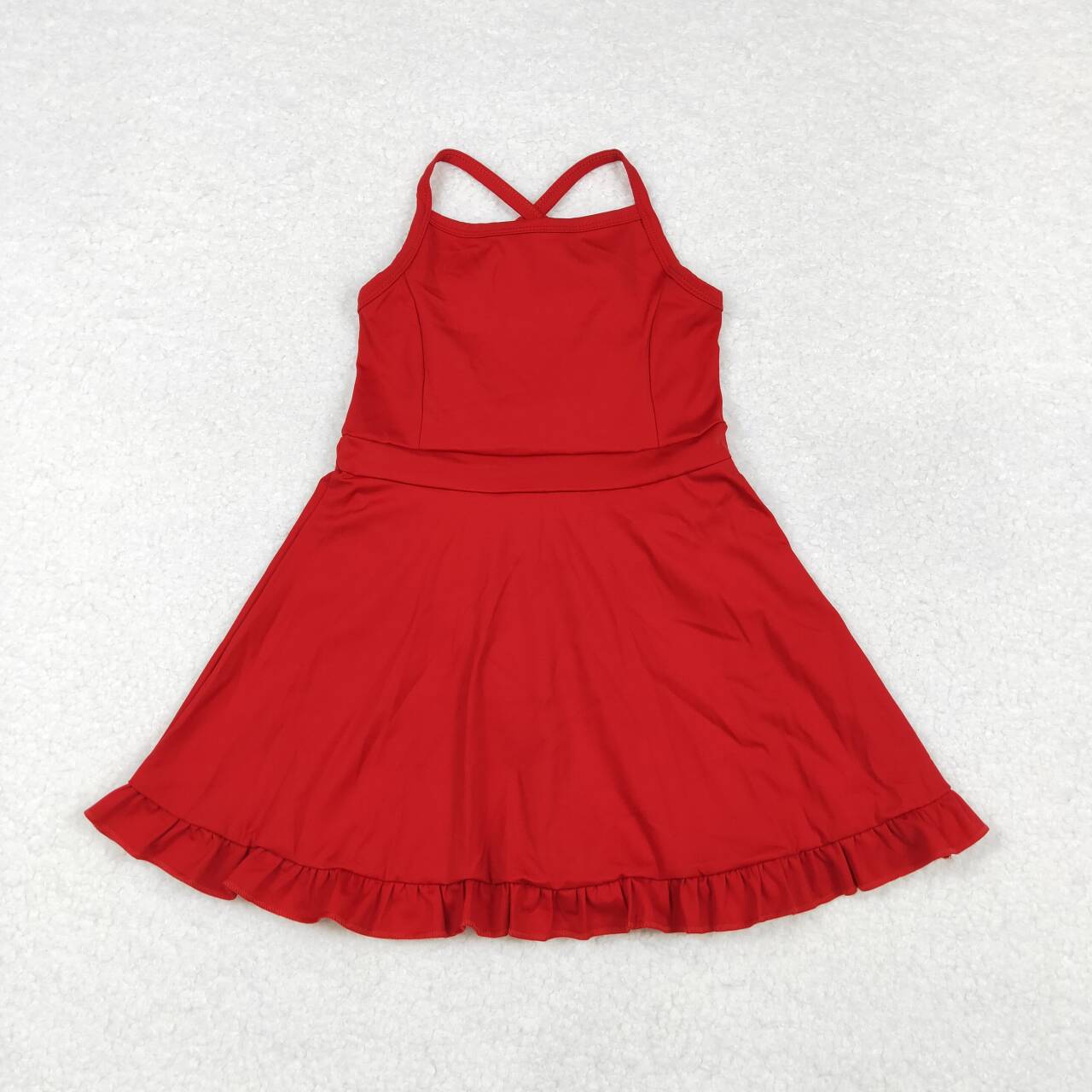 S0453 RTS baby girl clothes red girl summer yoga wear yoga clothes swim suit dress