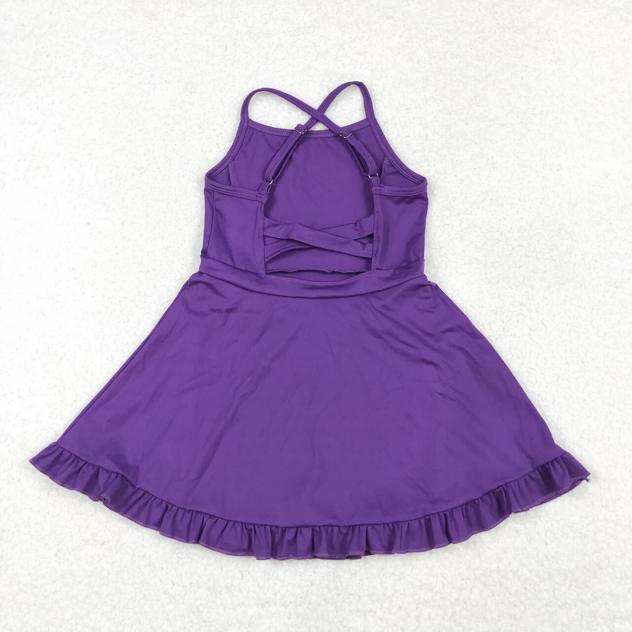 S0454 RTS baby girl clothes purple girl summer yoga wear swimsuit dress