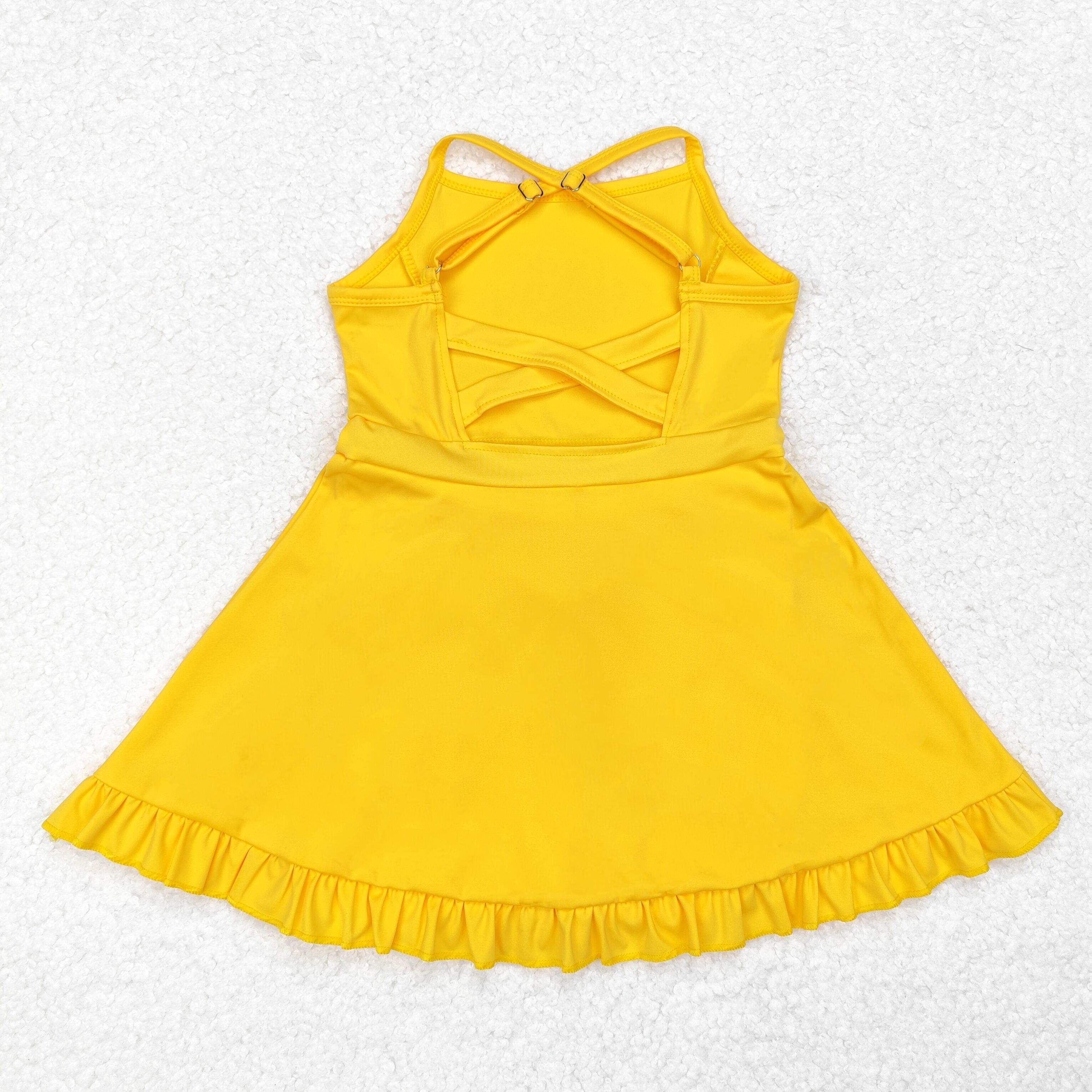 S0455 RTS baby girl clothes yellow girl summer yoga wear