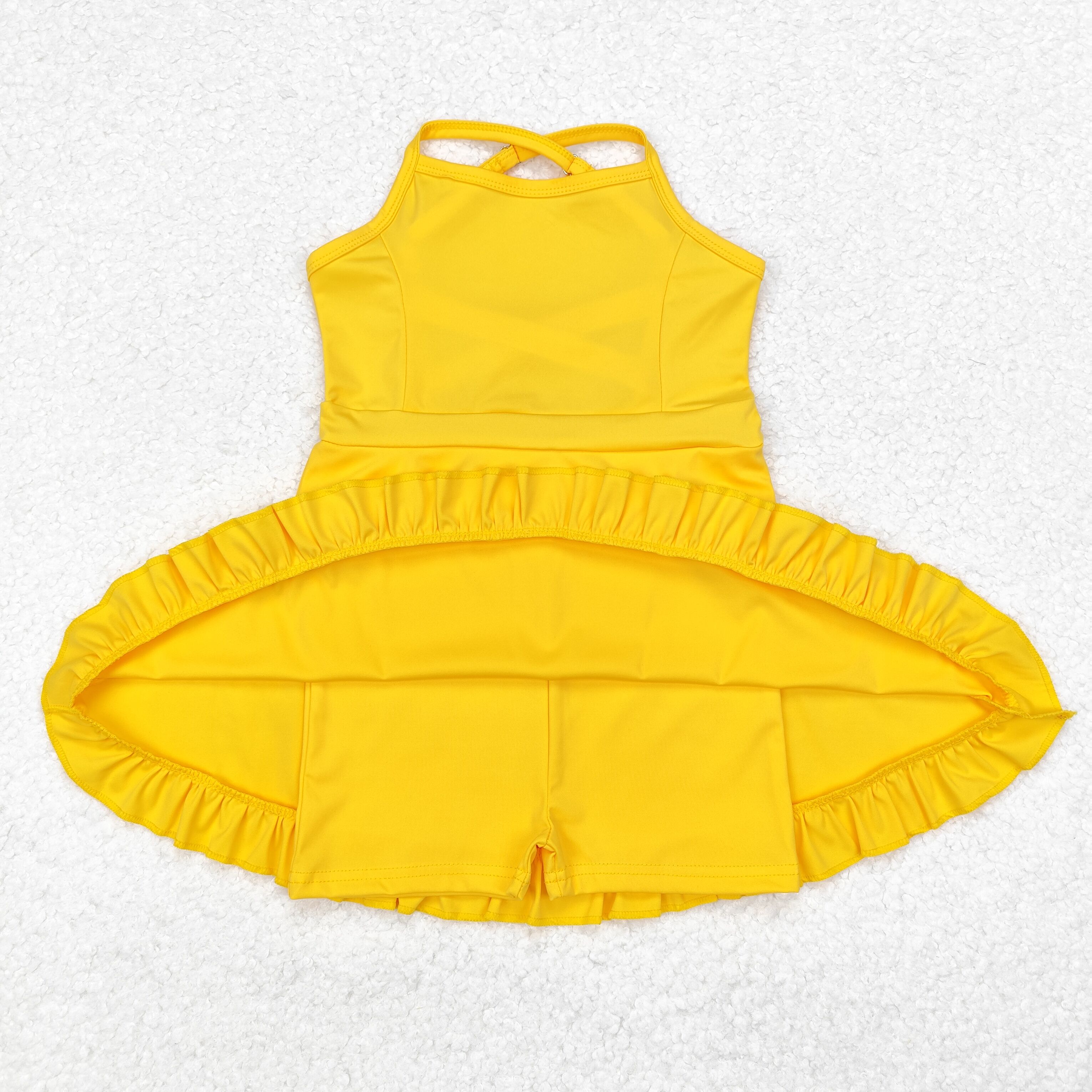 S0455 RTS baby girl clothes yellow girl summer yoga wear