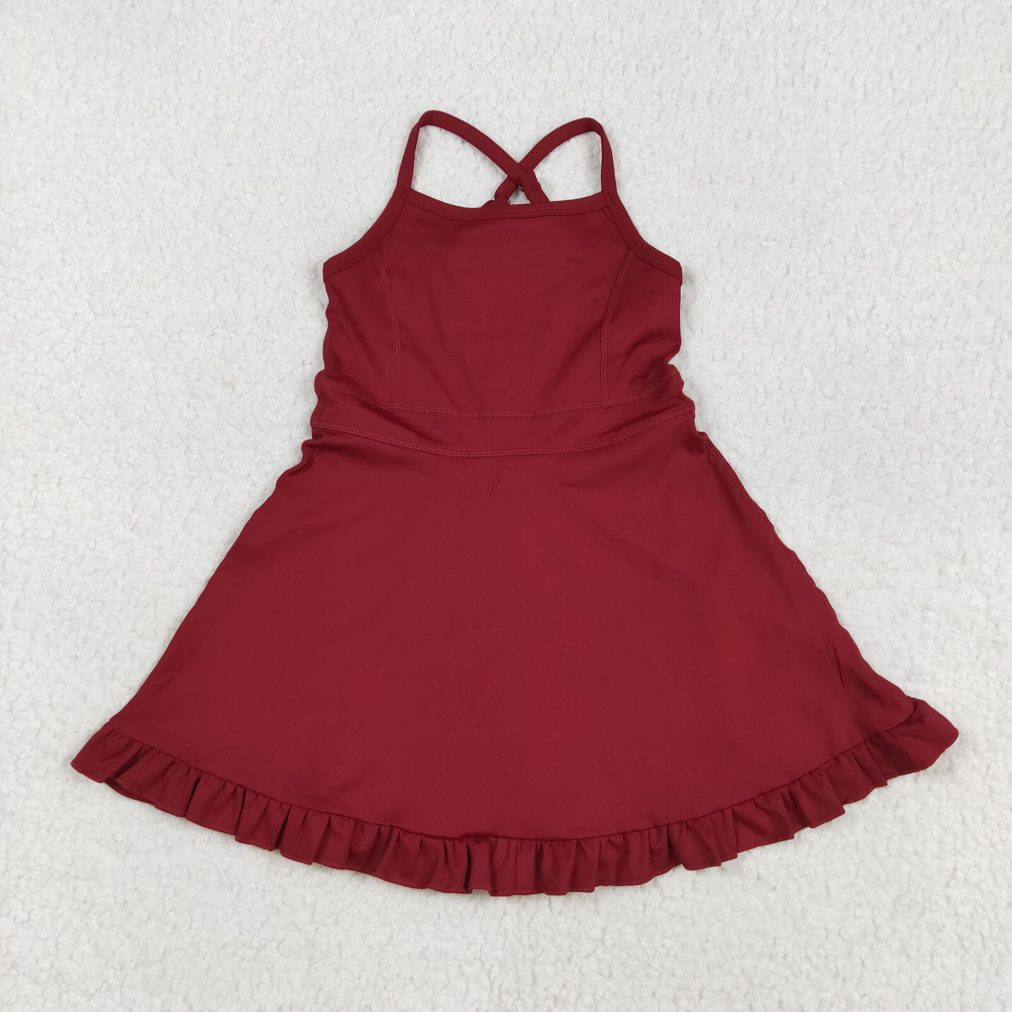 S0568 RTS girl clothes wine red girl summer swimsuit beach wear yoga wear 