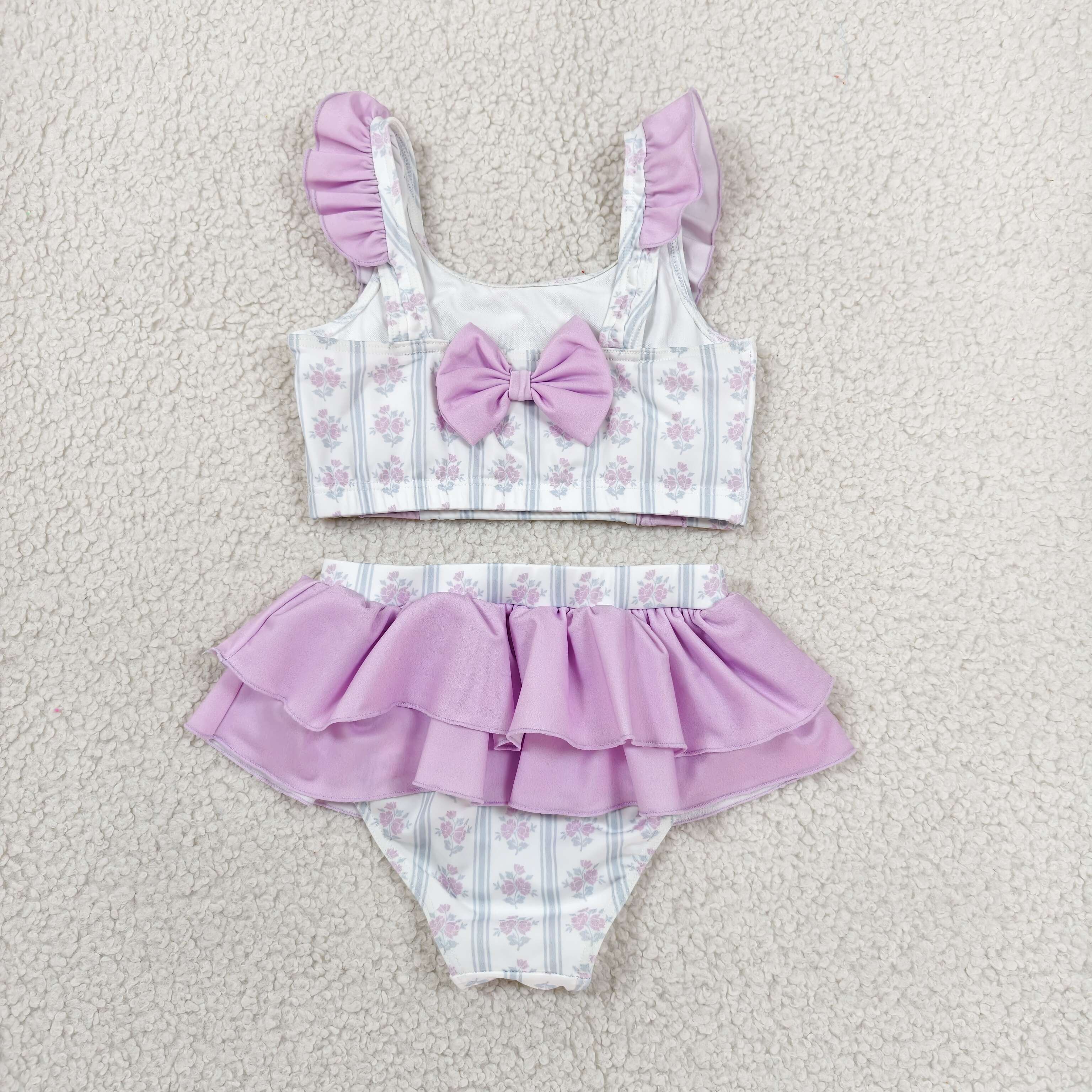 S0644 RTS baby girl clothes floral girl  summer swimsuit beach wear