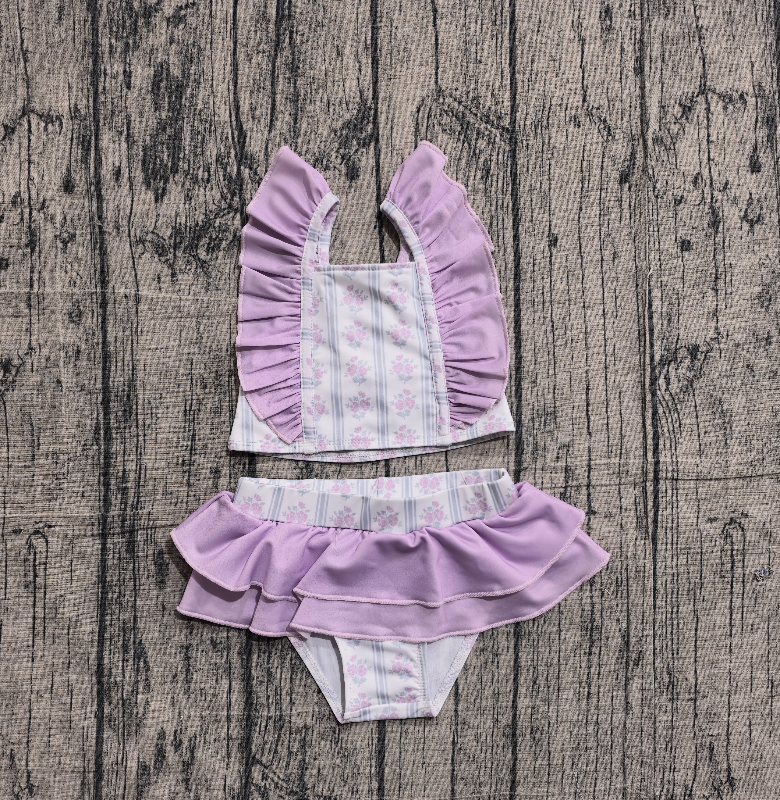 S0644 pre-order baby girl clothes floral print girl  summer swimsuit beach wear-real pic 2026.2.6 