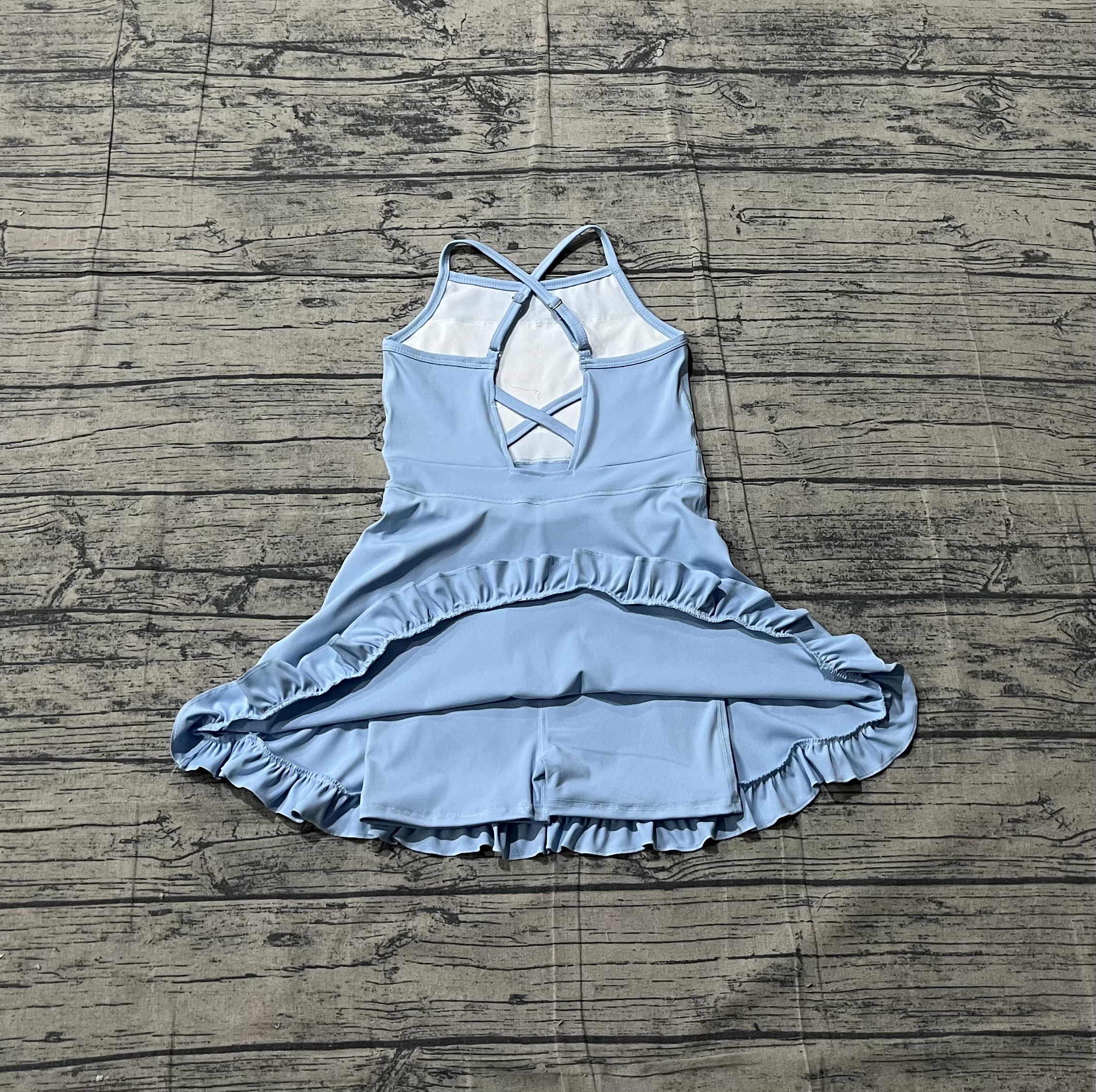 S0713 pre-order baby girl clothes blue print girl summer swimsuit beach wear yoga wear-real pic 2026.1.15 