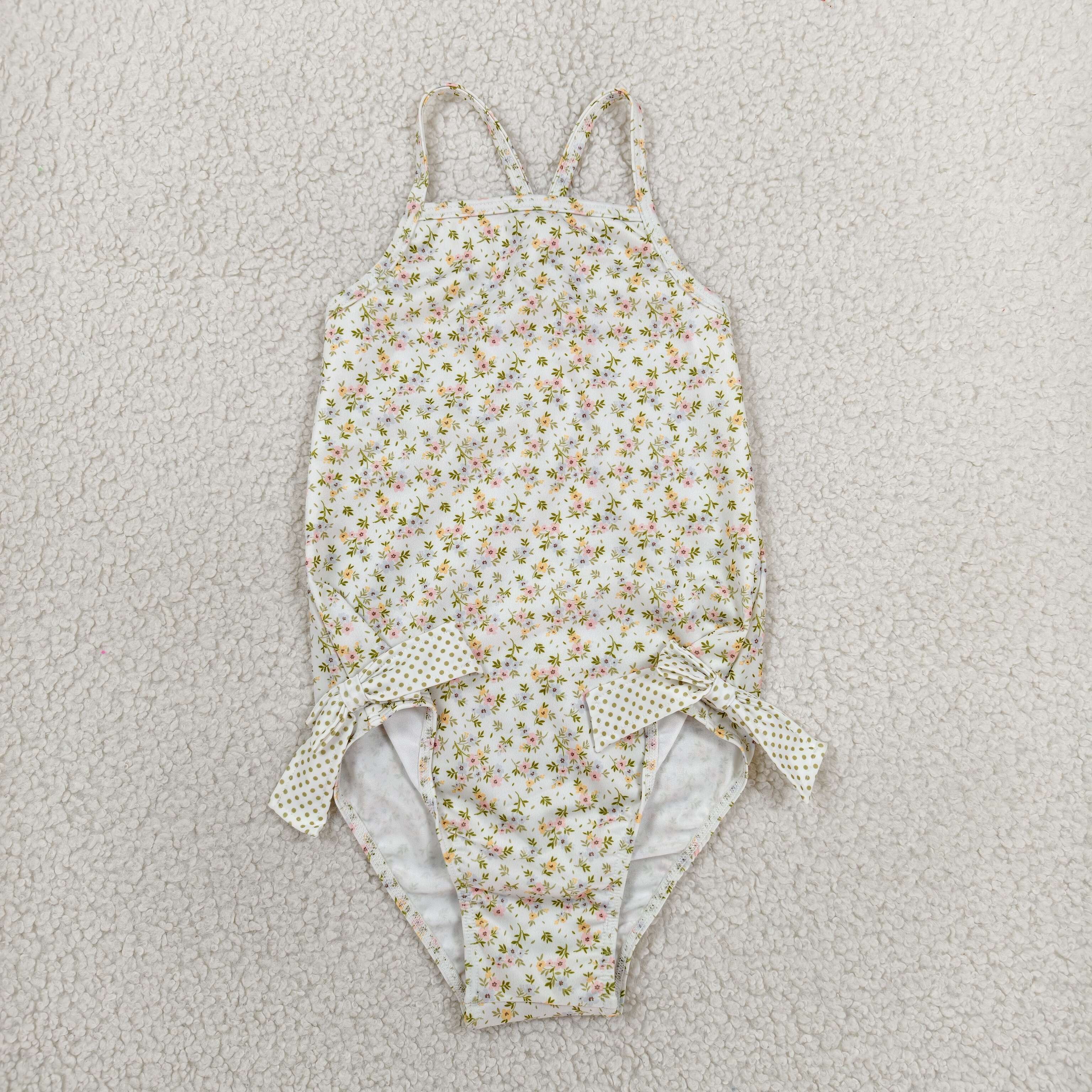 S0723 RTS baby girl clothes floral girl summer swimsuit beach wear