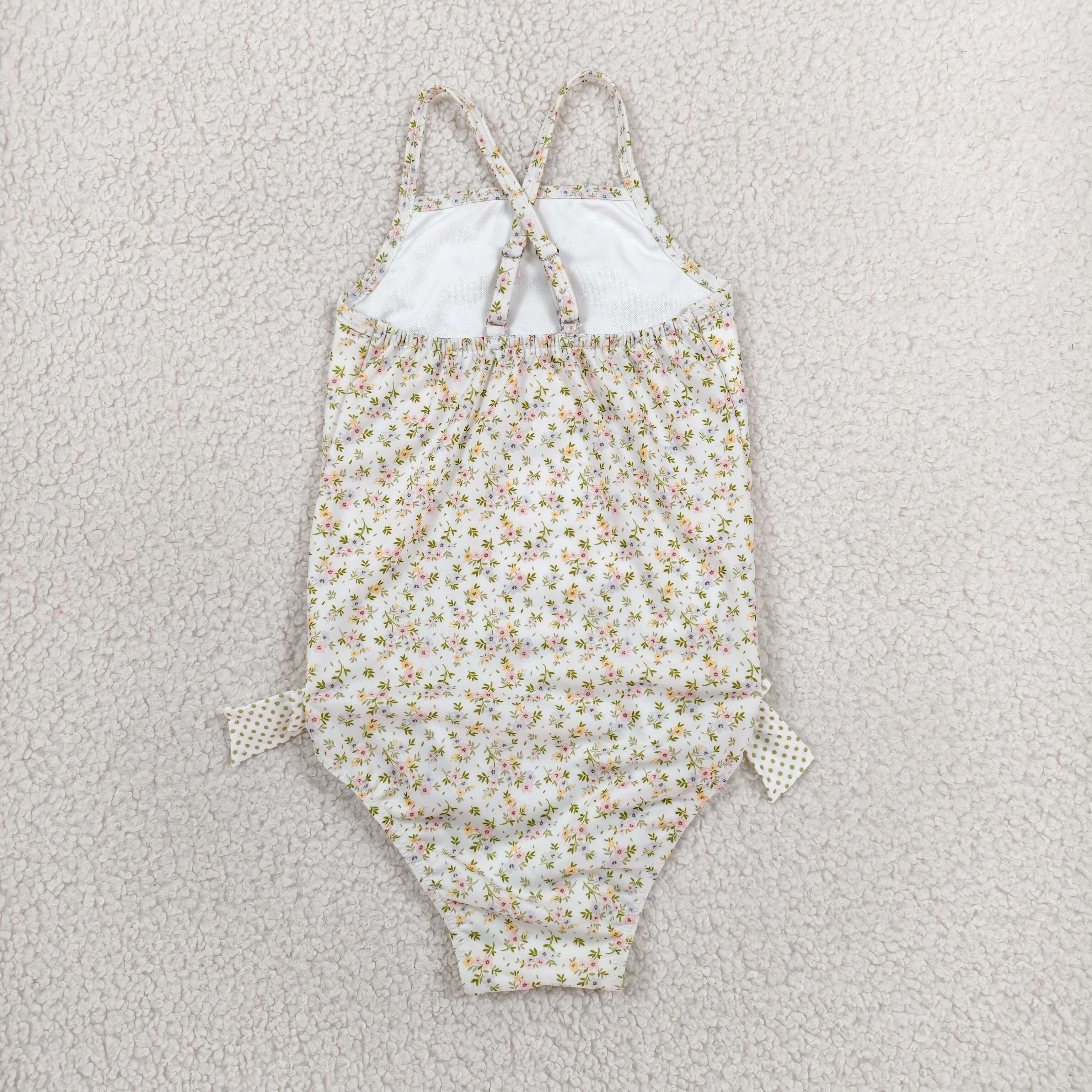 S0723 RTS baby girl clothes floral girl summer swimsuit beach wear