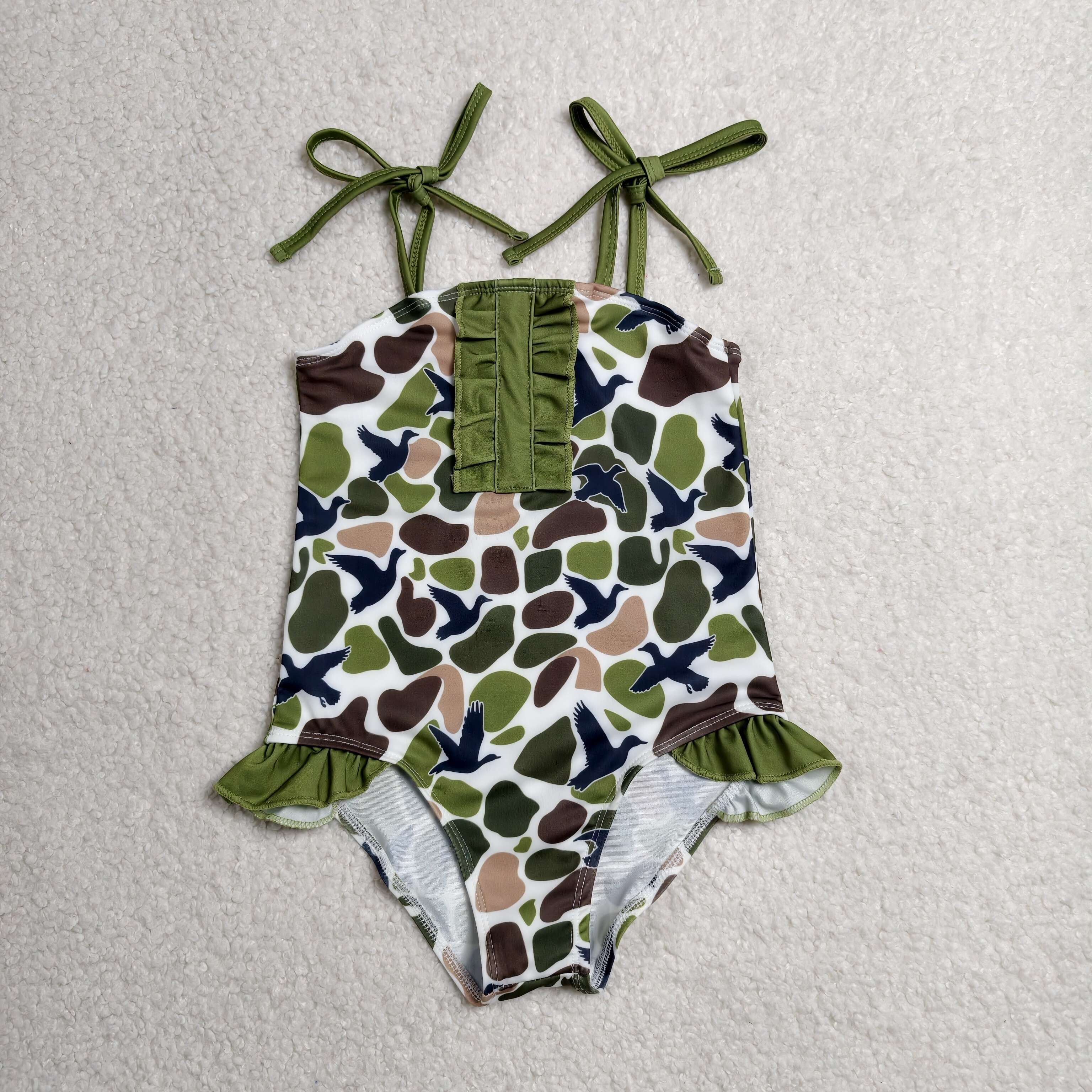 S0744 RTS baby girl clothes camo mallard girl summer swimsuit beach wear 