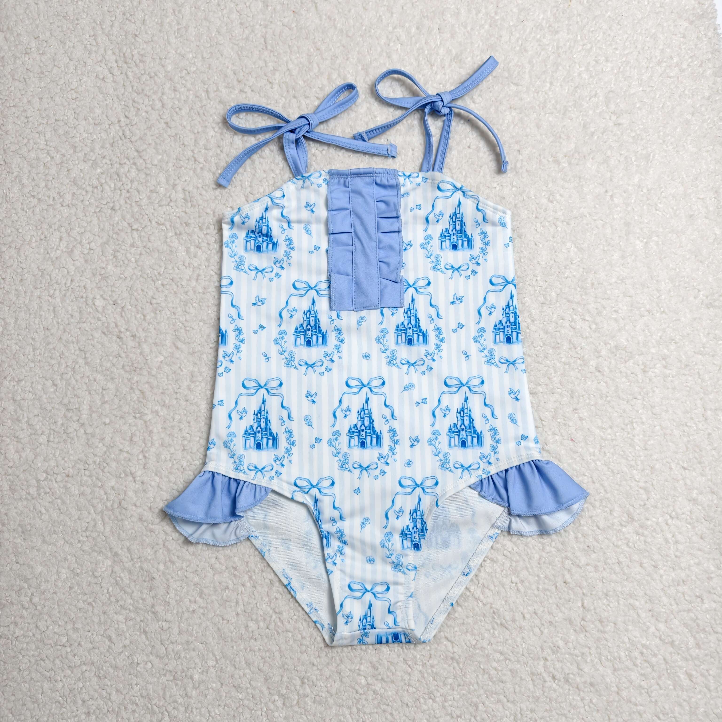 RTS S0753 baby girl clothes castle  girl summer swimsuit beach wear 