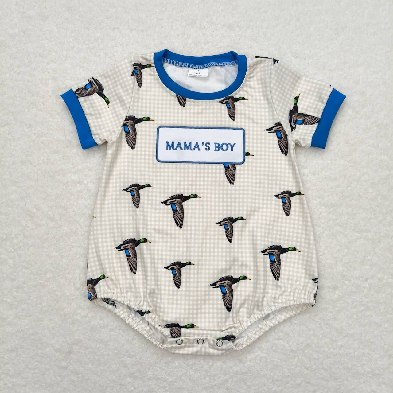 SR1377 RTS baby boy clothes embroidery mama's boy mallard toddler boy summer bubble embroidered