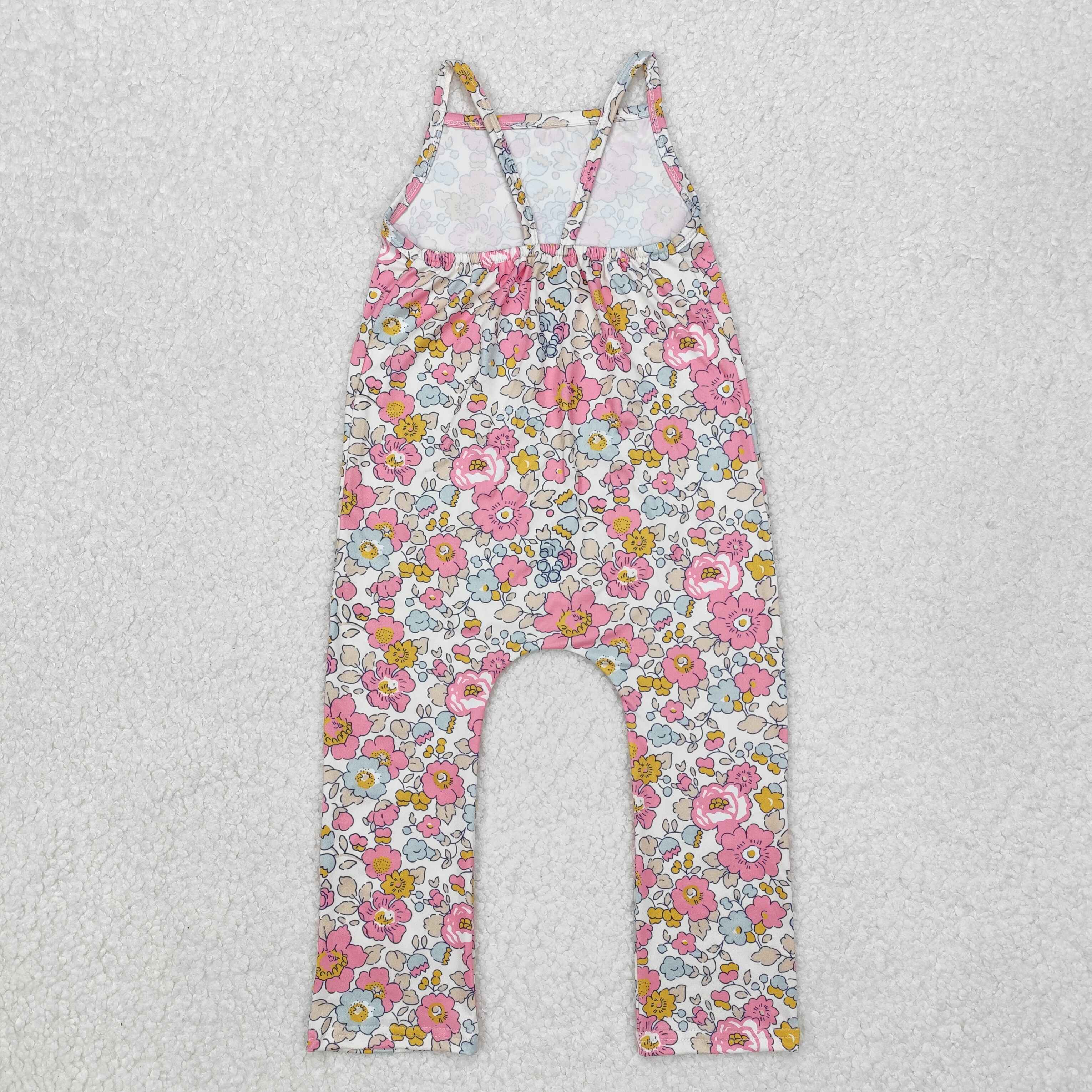 SR1982 RTS baby girl clothes pink floral girl winter  jumpsuit 