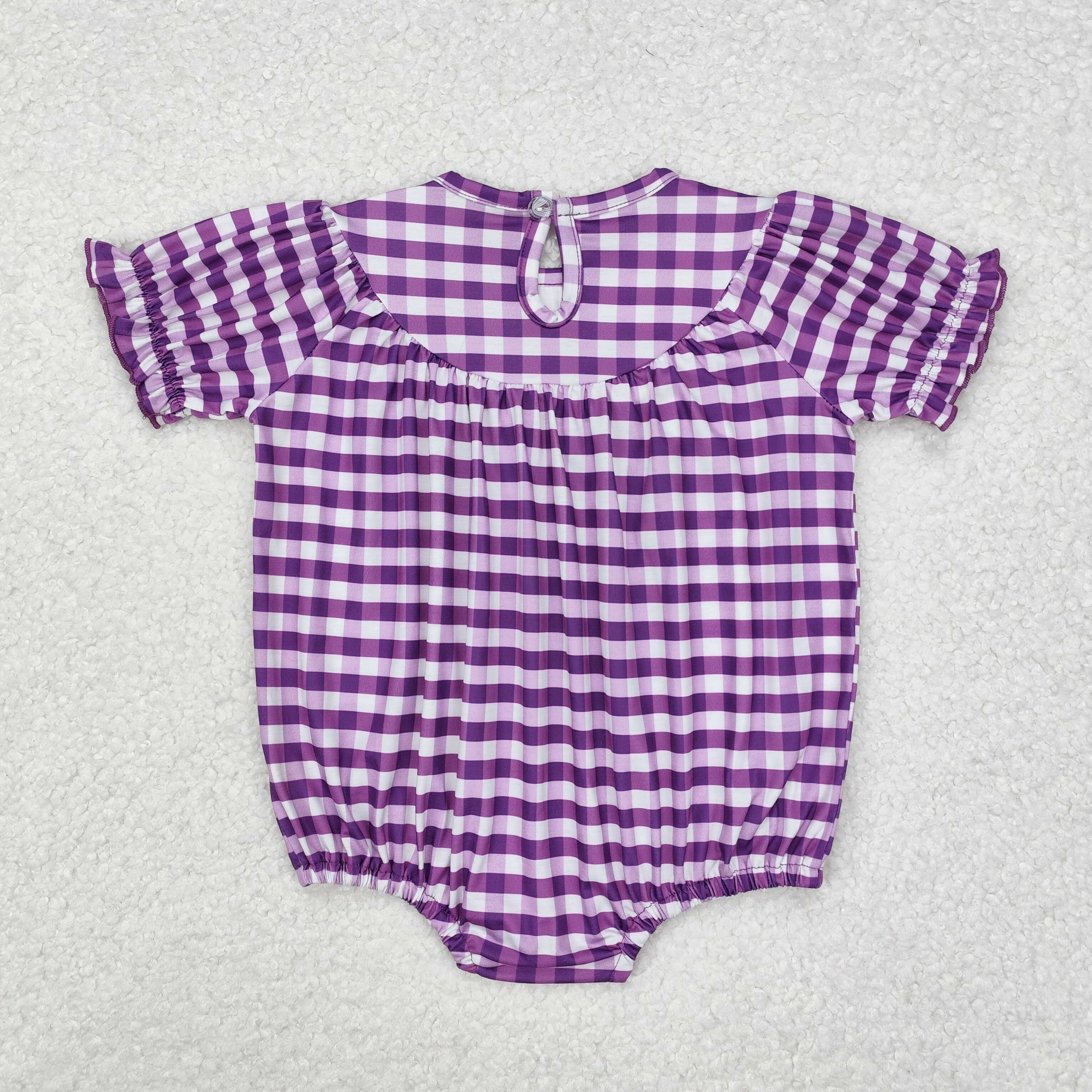 SR2060 RTS baby girl clothes animal smock purple plaid girl mardi gras bubble summer romper