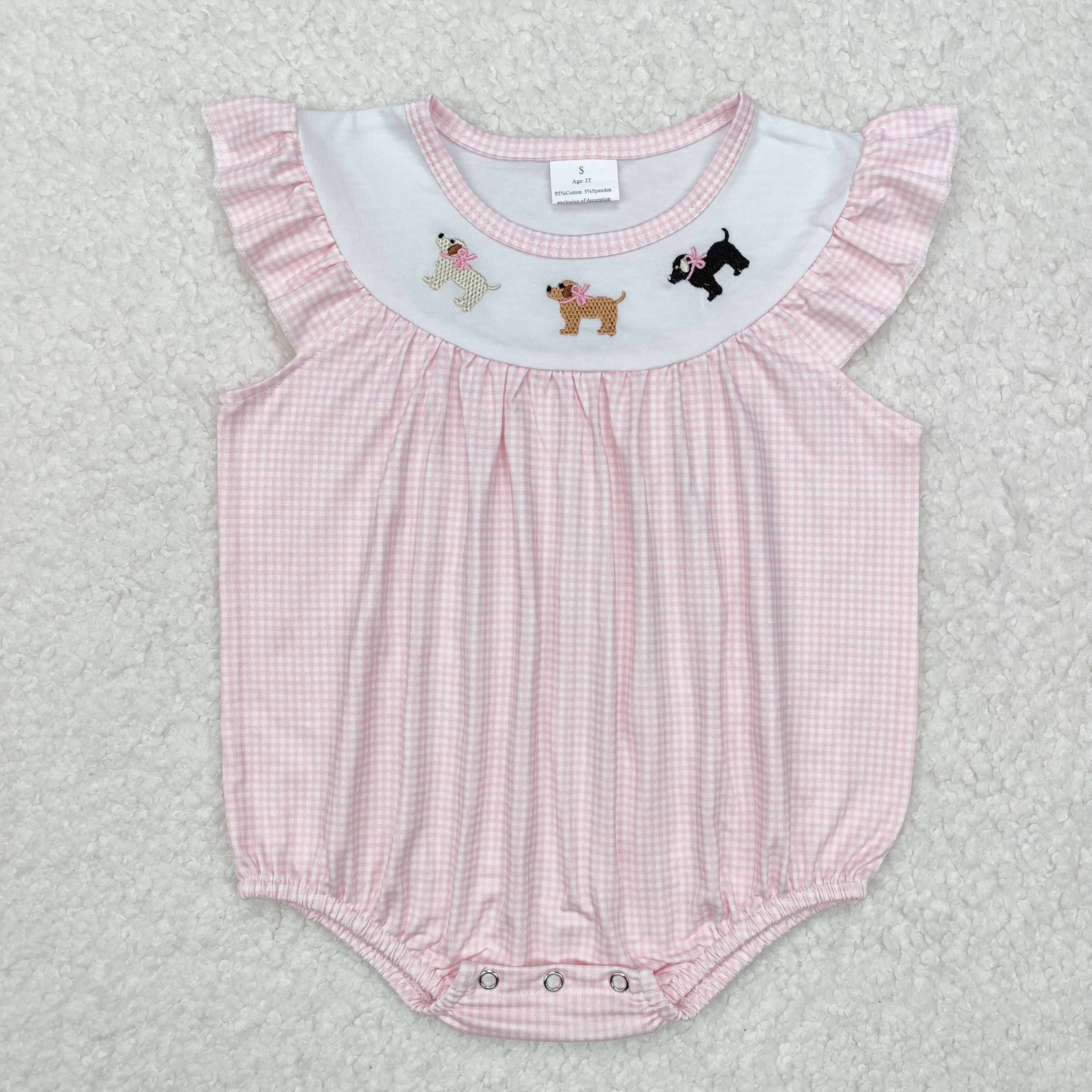 SR2073 RTS baby girl clothes embroidery dog  girl summer bubble