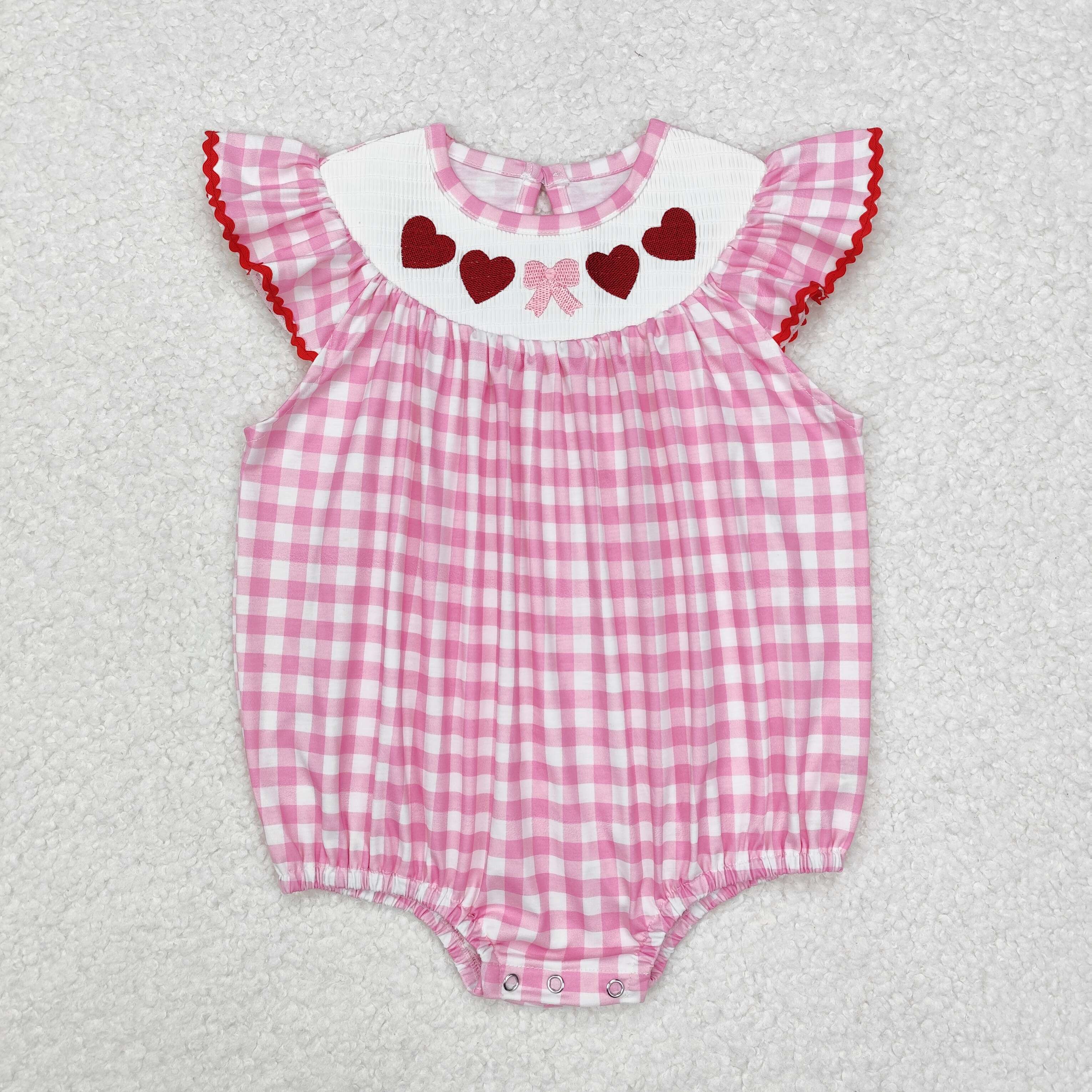 SR2214 RTS newborn baby clothes valentins day  smock baby girl bubble 