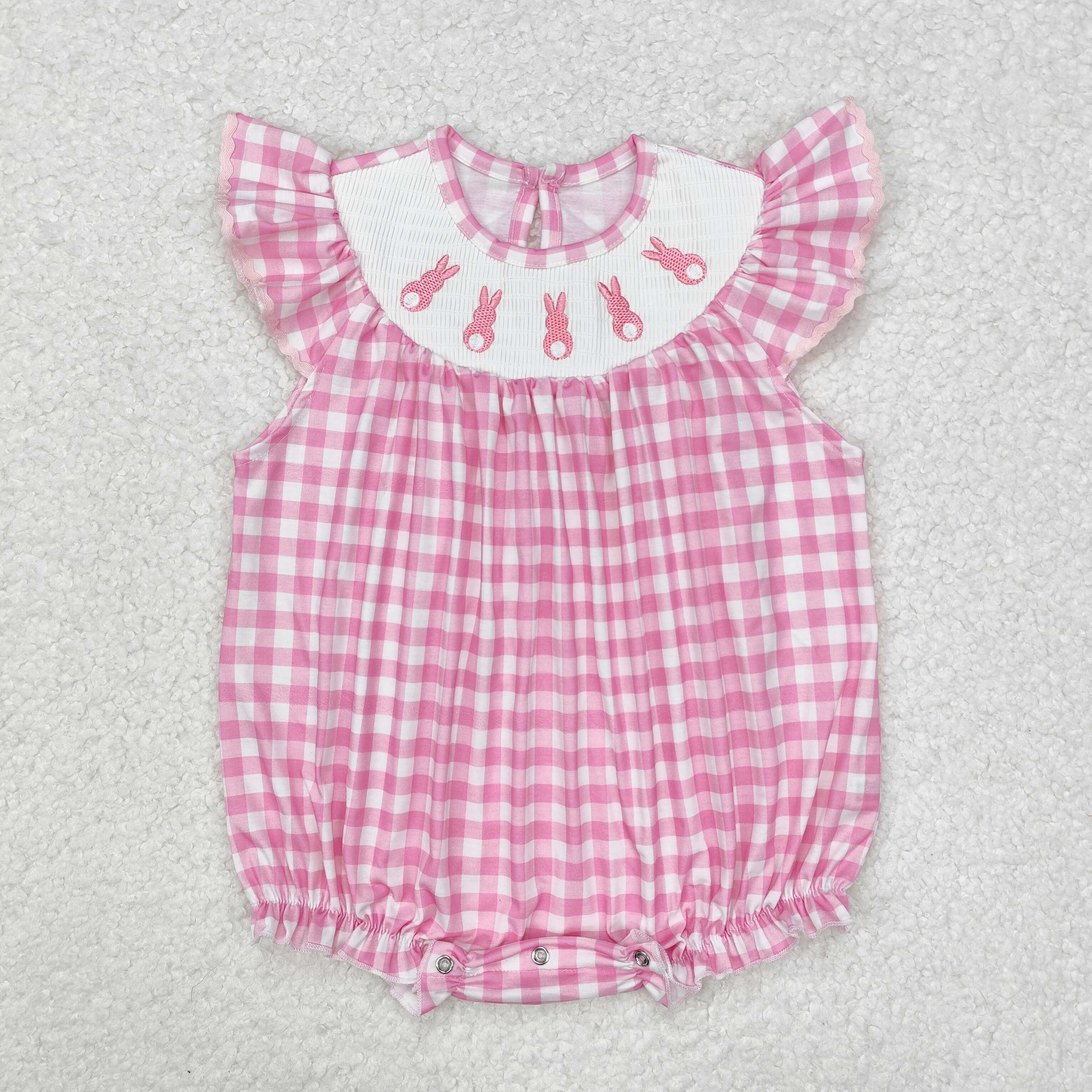 SR2215 RTS newborn baby clothes bunny easter smock baby girl bubble 