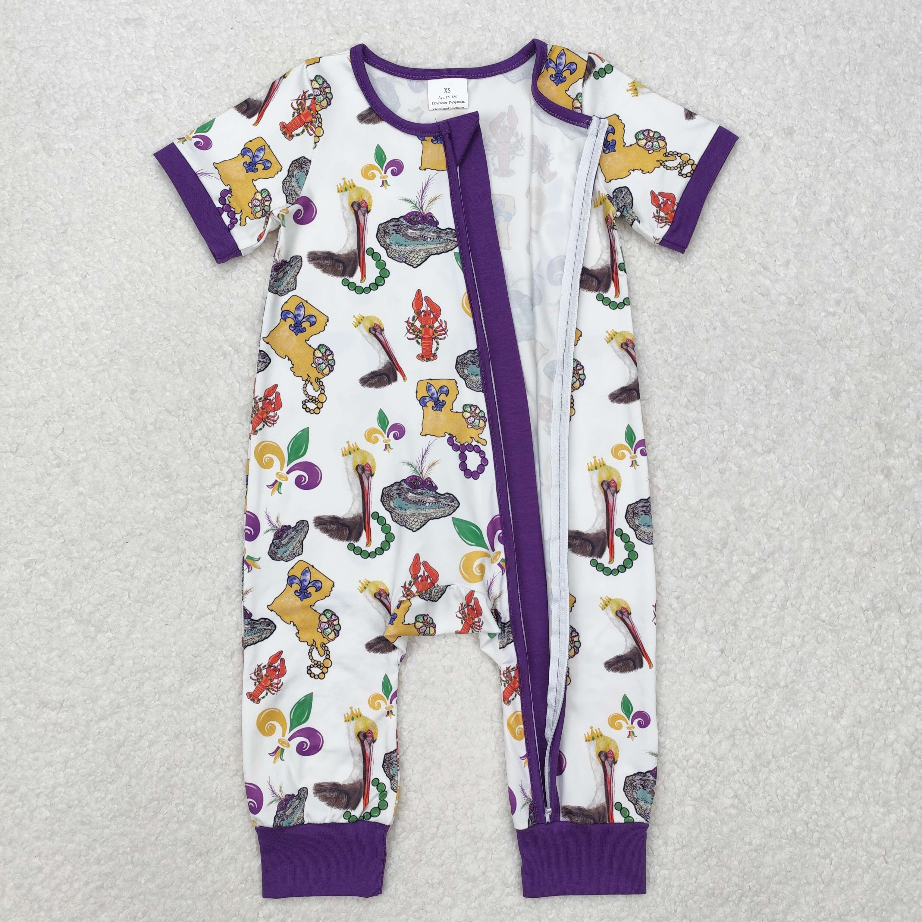 SR2394 RTS baby clothes crawfish baby Mardi Gras Romper
