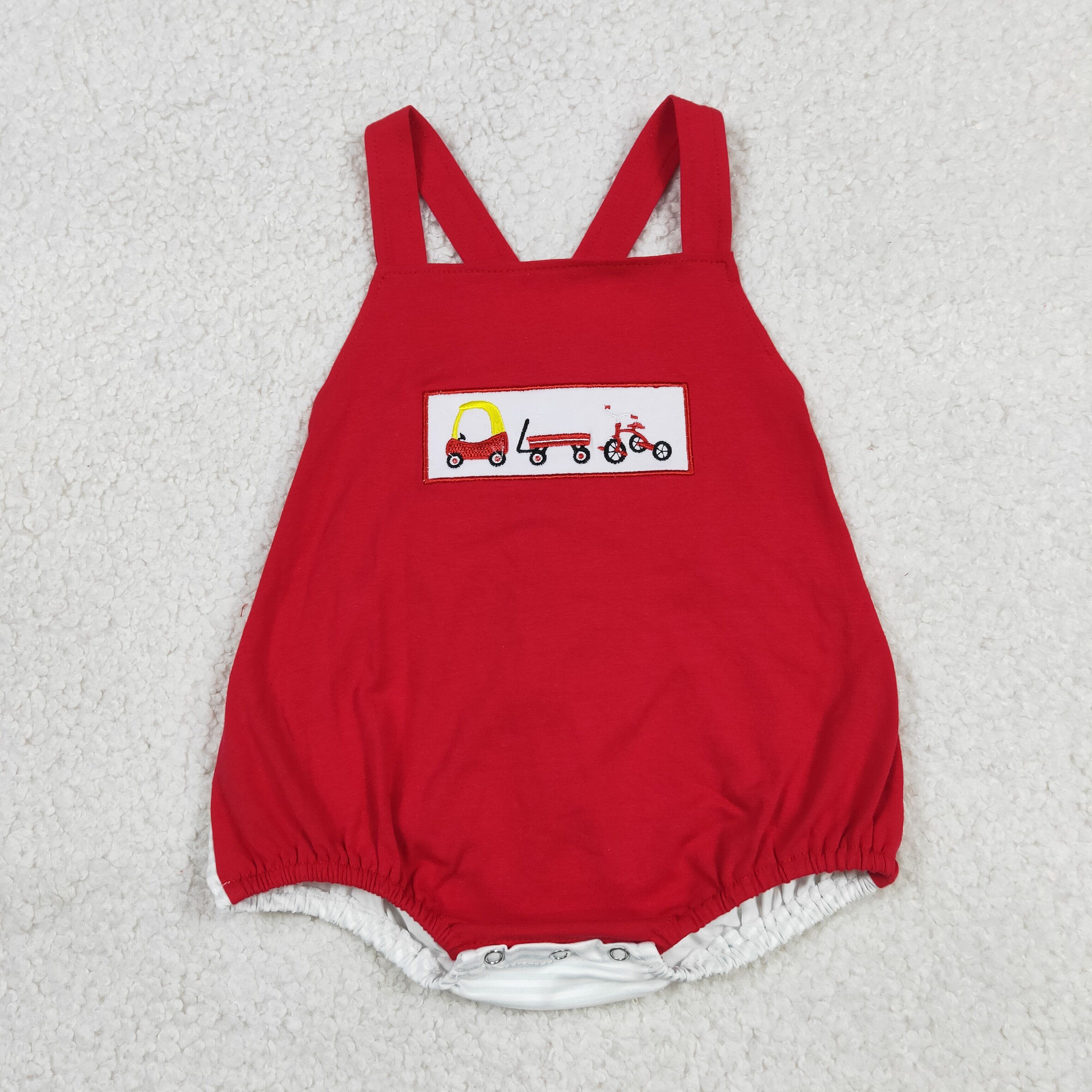 SR2849 RTS baby clothes red embroidery toddler girl summer bubble