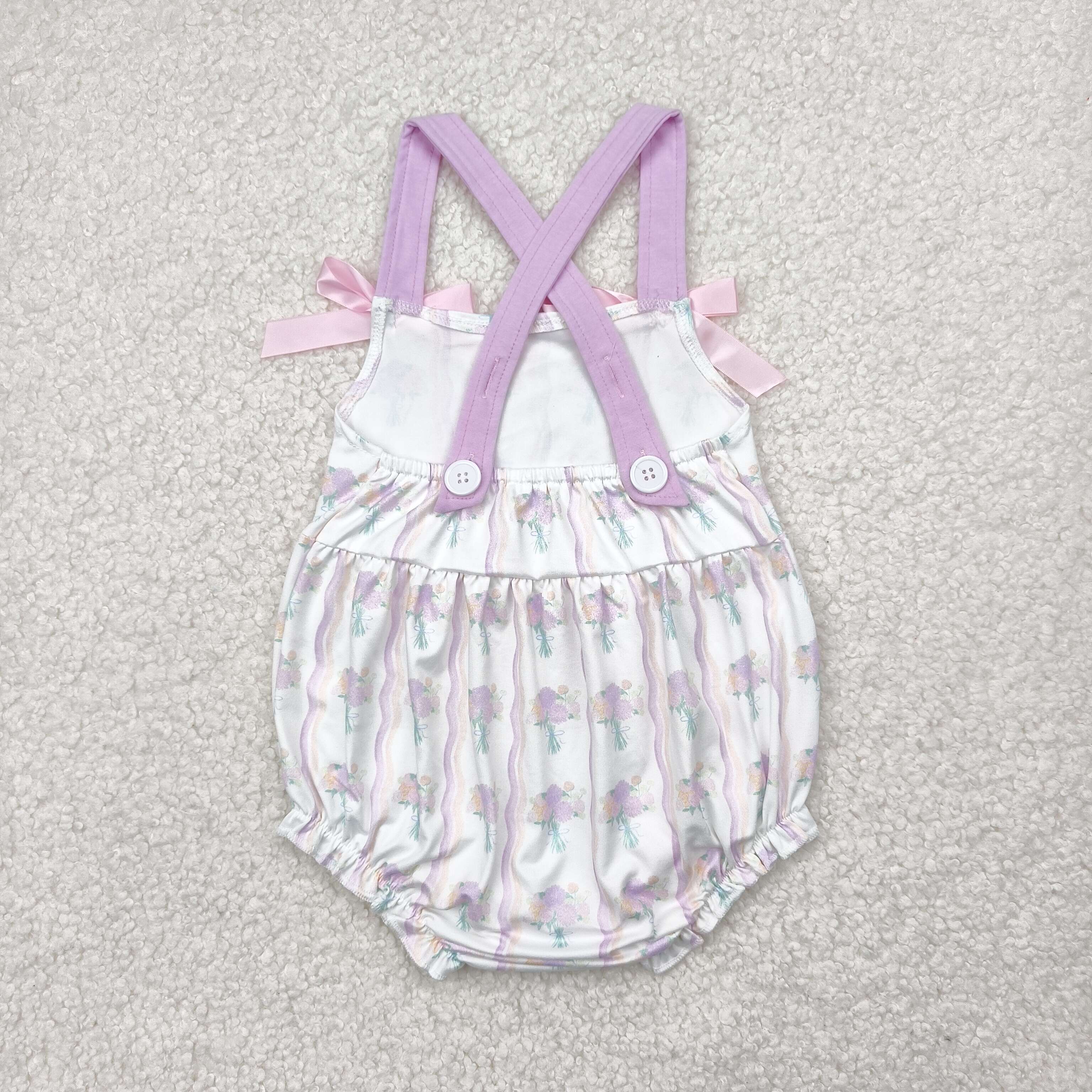 RTS girl summer matching clothes purple floral girl summer clothes girl outfit bubble