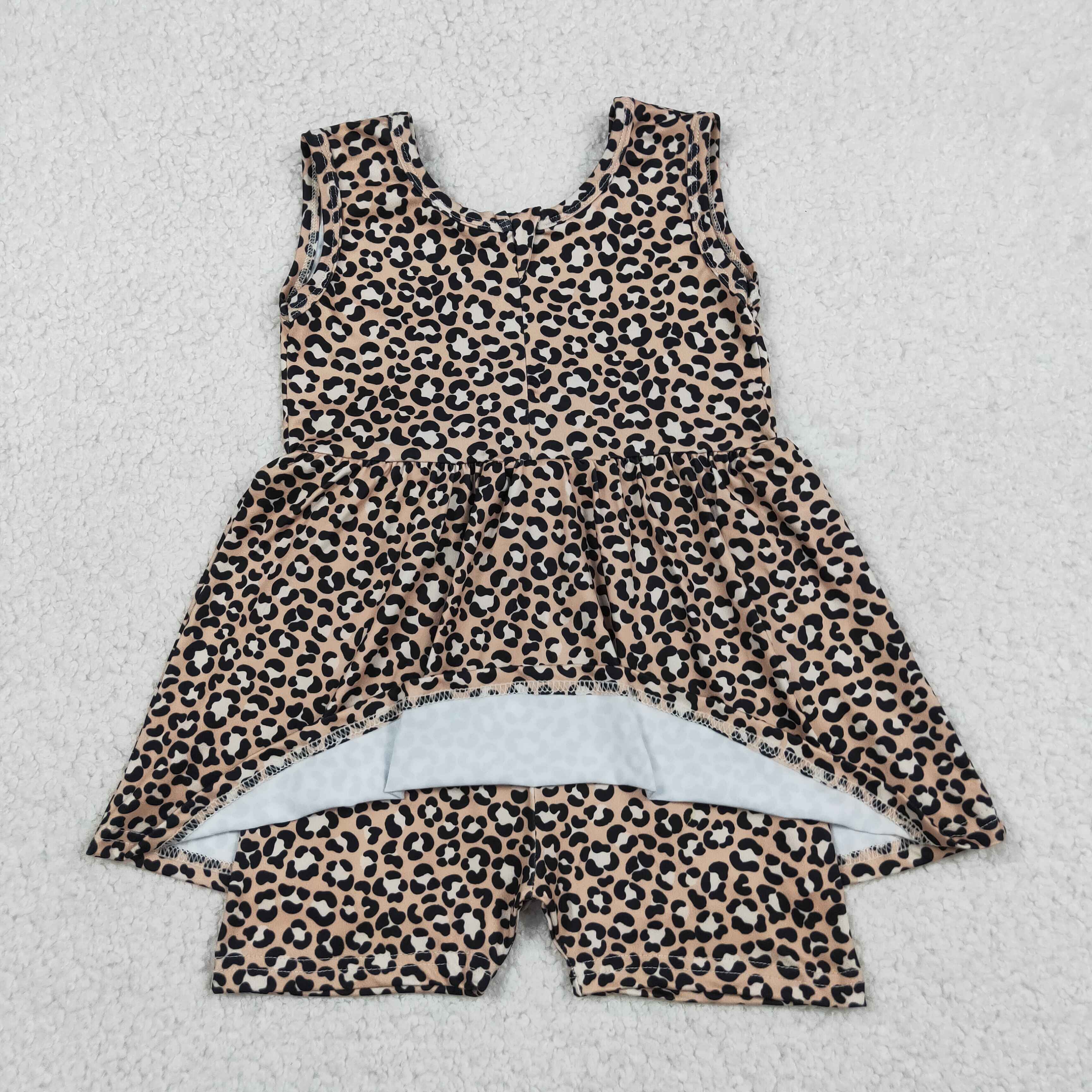 SR3070 RTS baby girl clothes leopard print  girl summer romper