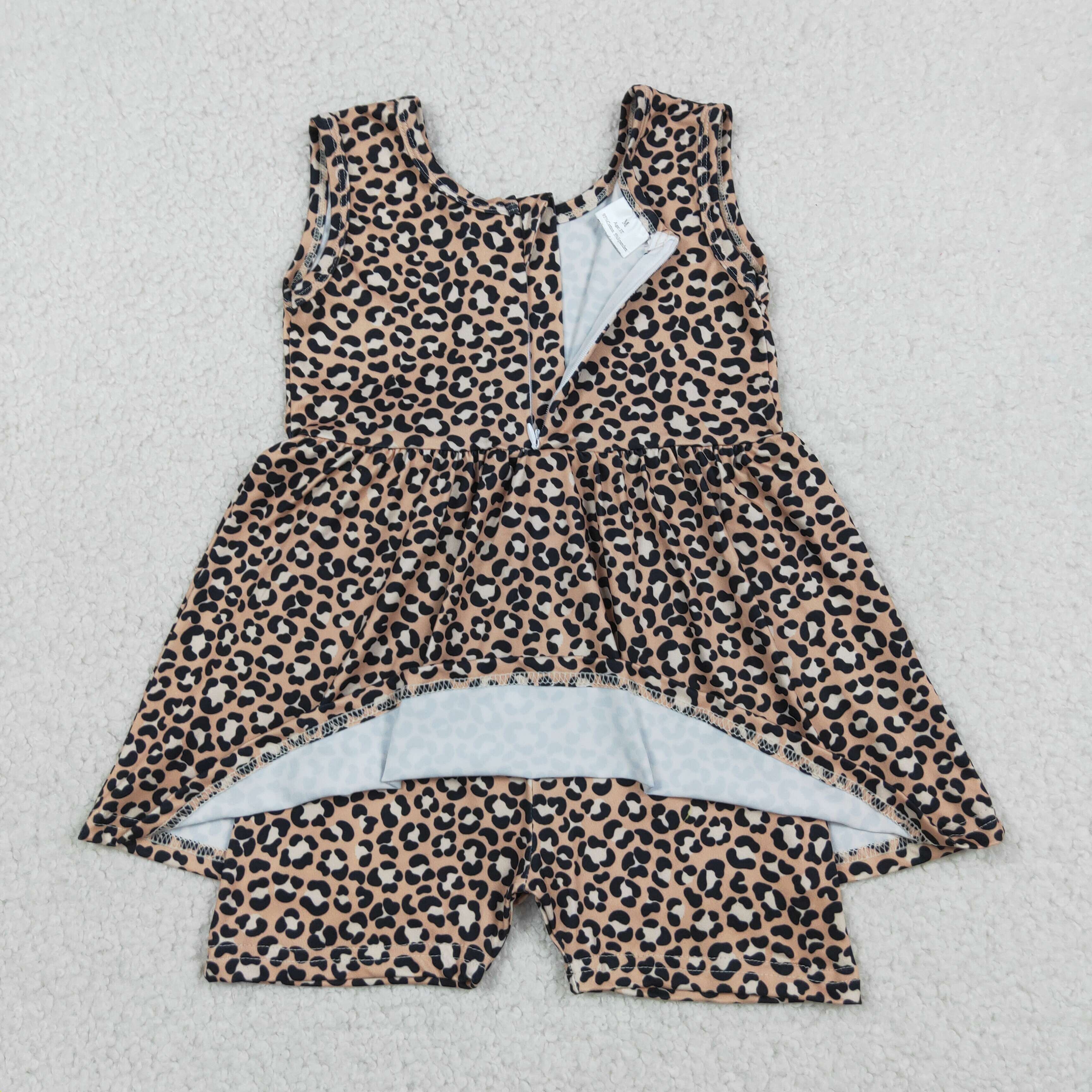 SR3070 RTS baby girl clothes leopard print  girl summer romper