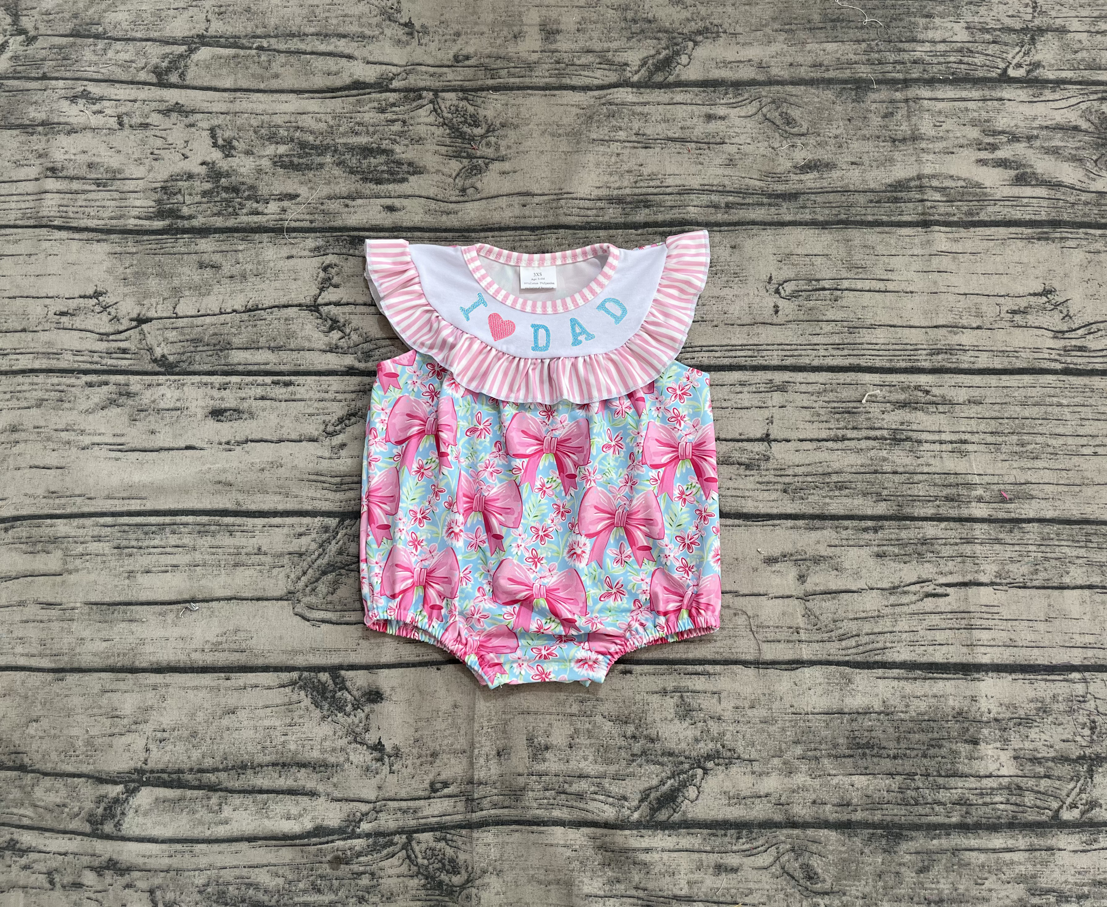 SR3089 pre-order baby girl clothes I love dad girl  summer embroidery bubble-real pic 2025.4.28 