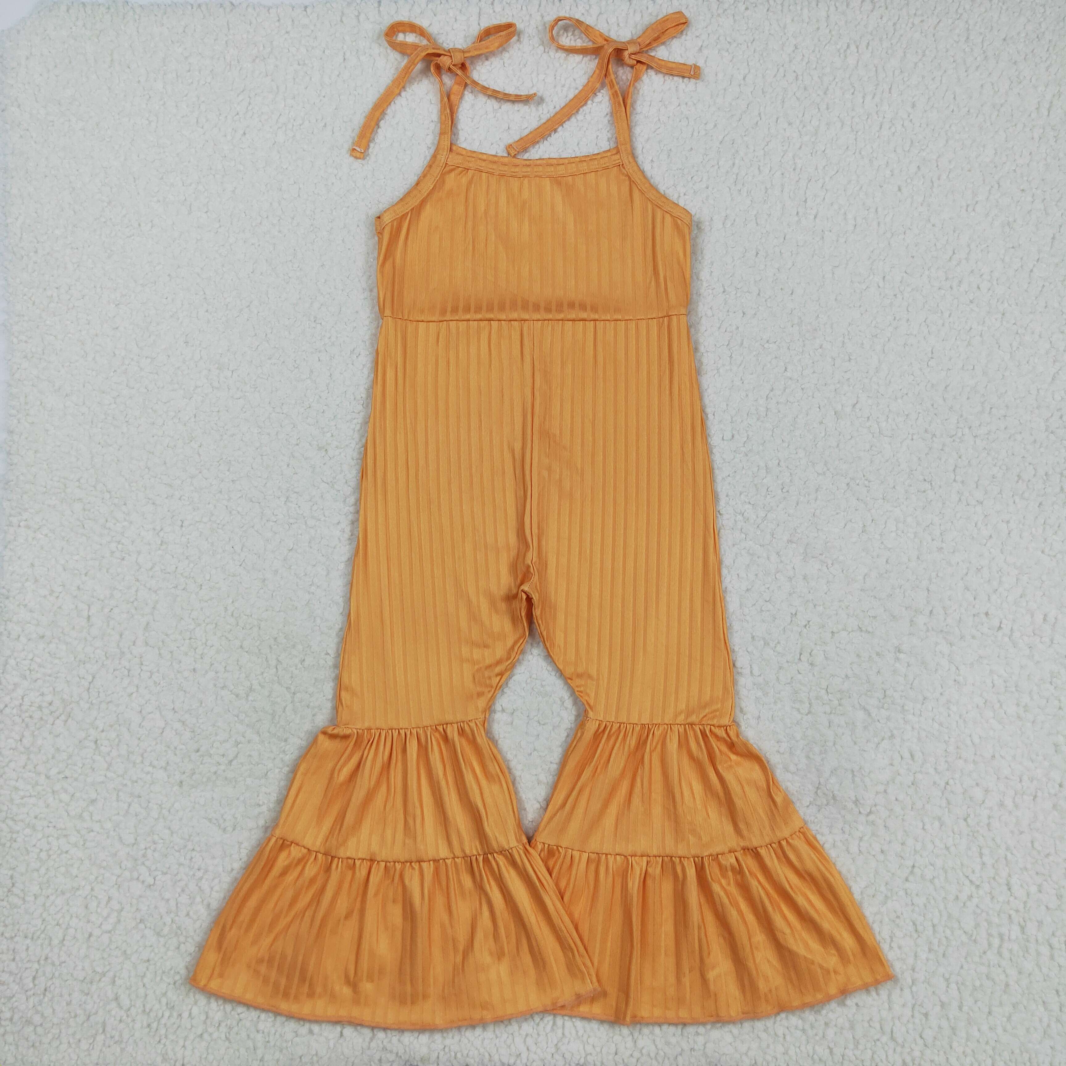 SR3162 RTS girl clothes orange girl summer  jumpsuit ribbed
