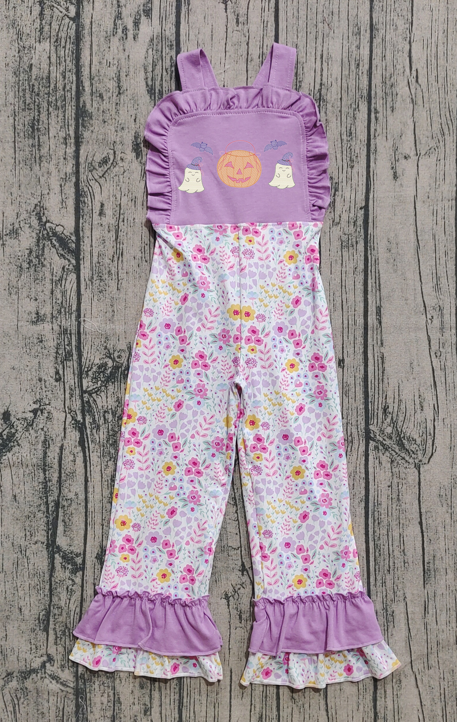 SR3177 pre-order baby girl clothes pumpkin girl halloween summer  embroidery jumpsuit-real pic 2025.7.28 