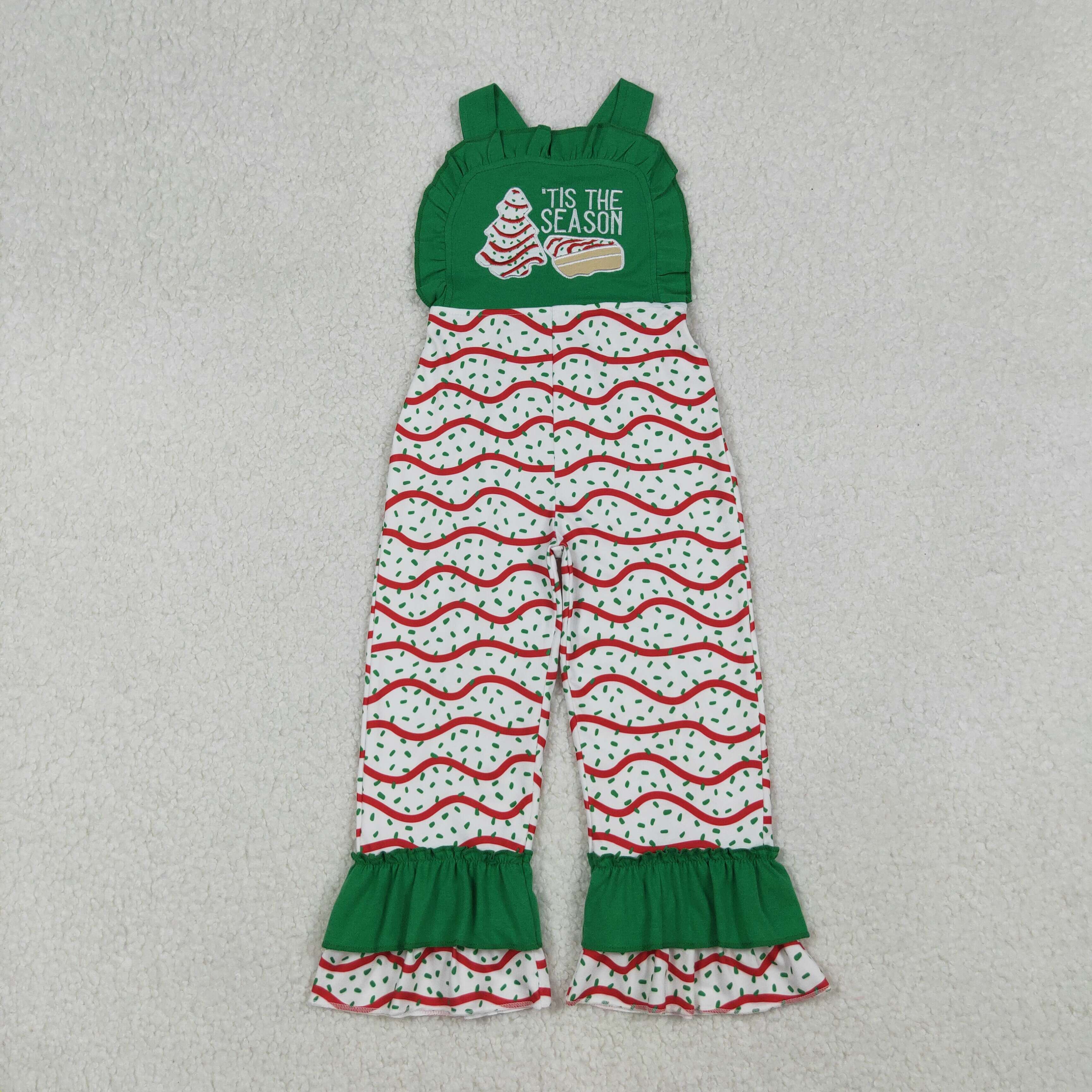SR3178 RTS girl clothes tis the season girl christmas embroidery jumpsuit