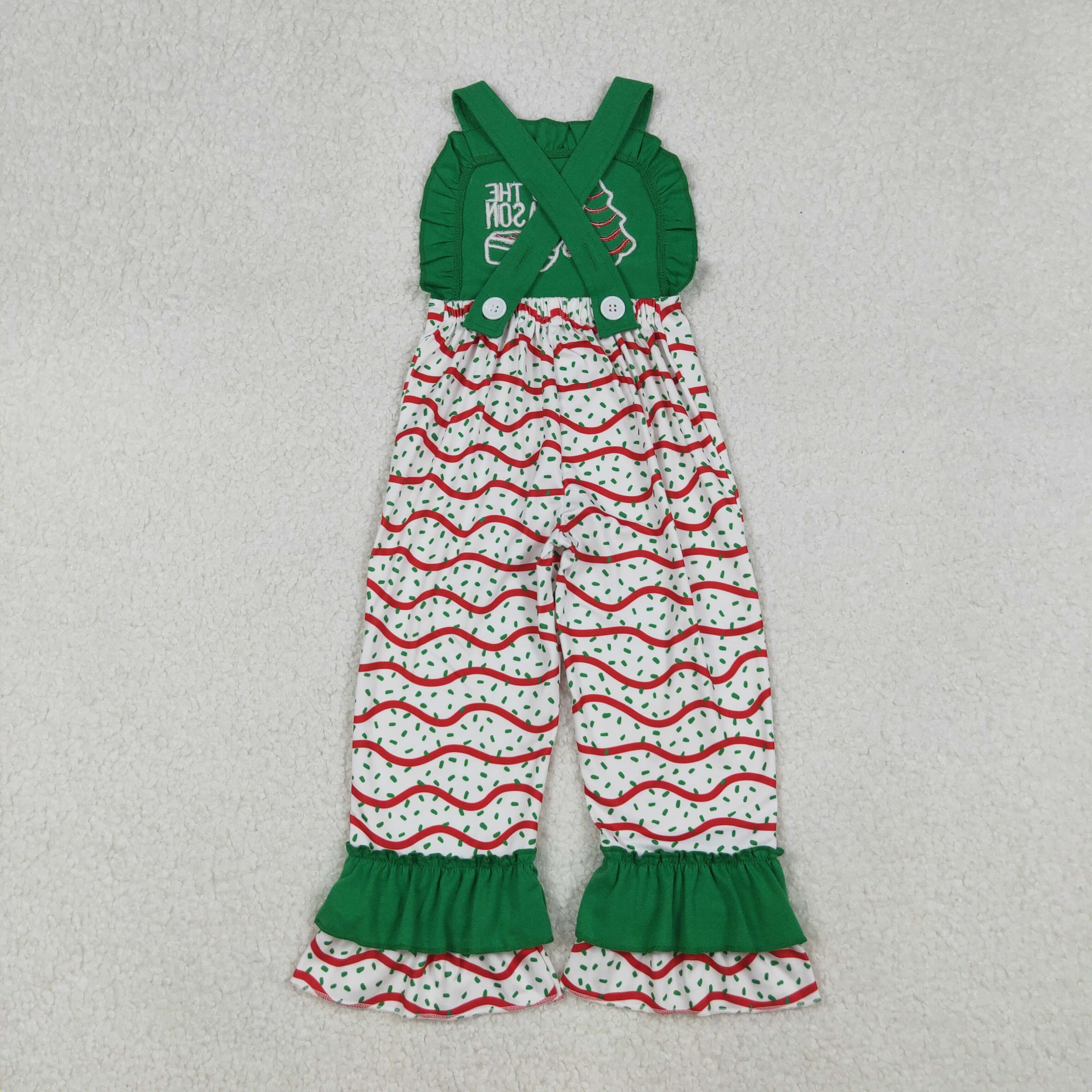 SR3178 RTS girl clothes tis the season girl christmas embroidery jumpsuit