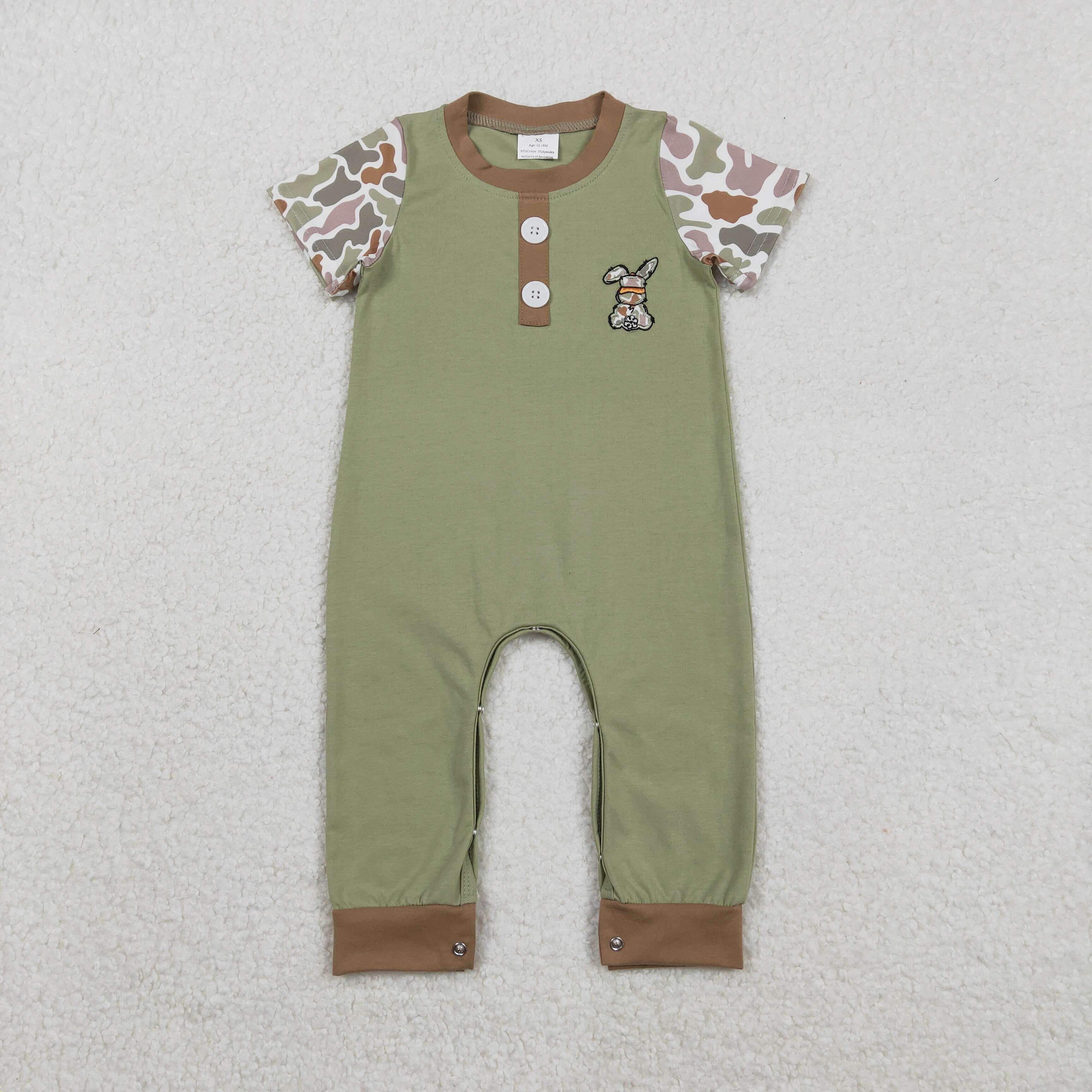 SR3258 RTS baby boy clothes rabbit boy easter summer embroidery romper