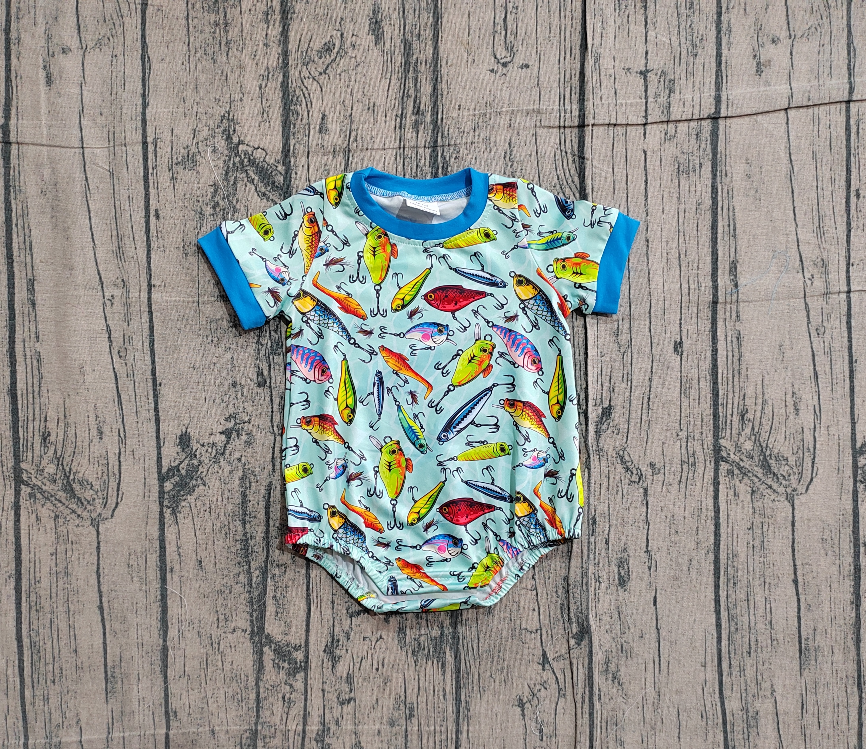 SR3824 pre-order baby boy clothes fishing print toddler boy 4th of July summer romper-real pic 2026.1.22 