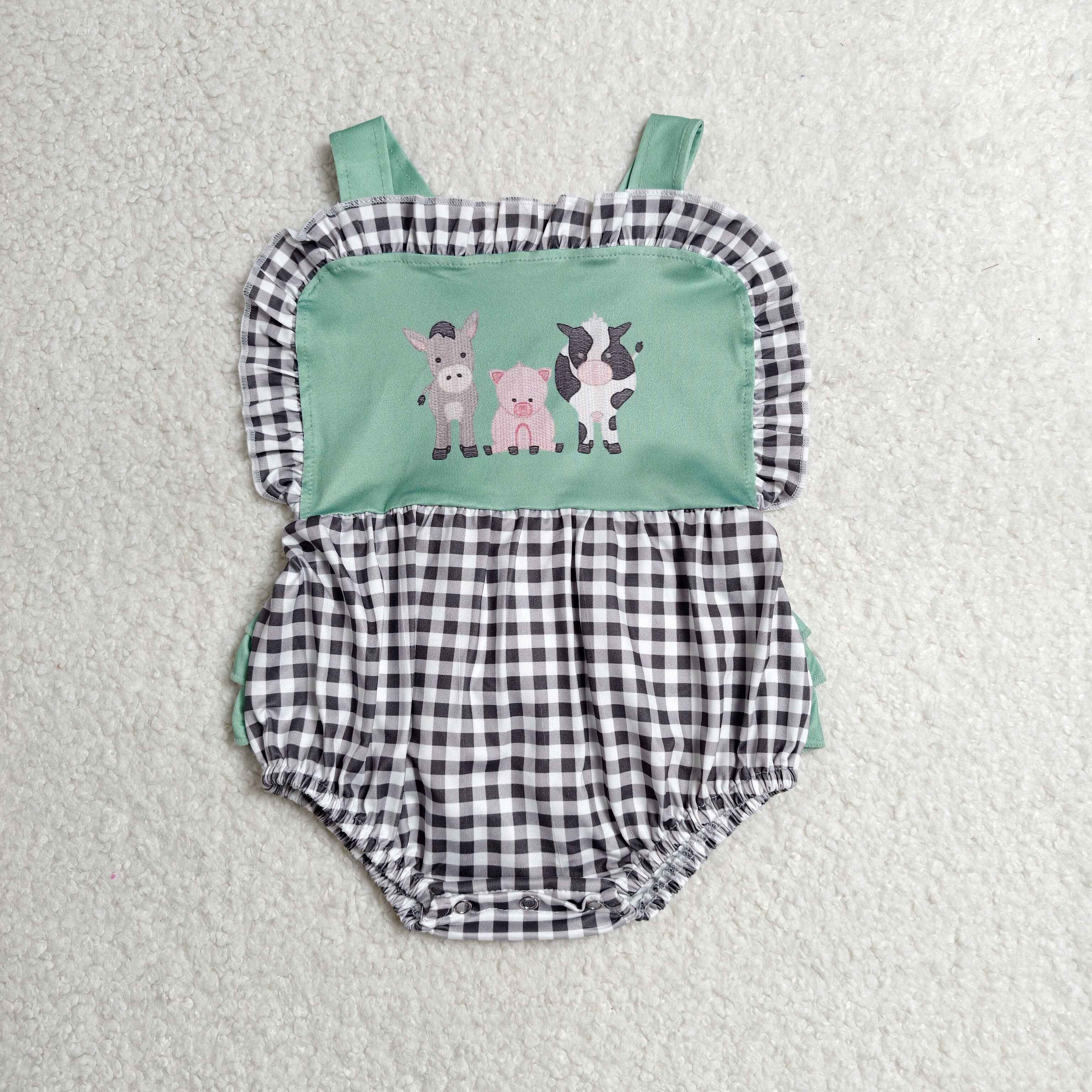 SR3866 RTS baby girl clothes farm animal toddler girl summer bubble 