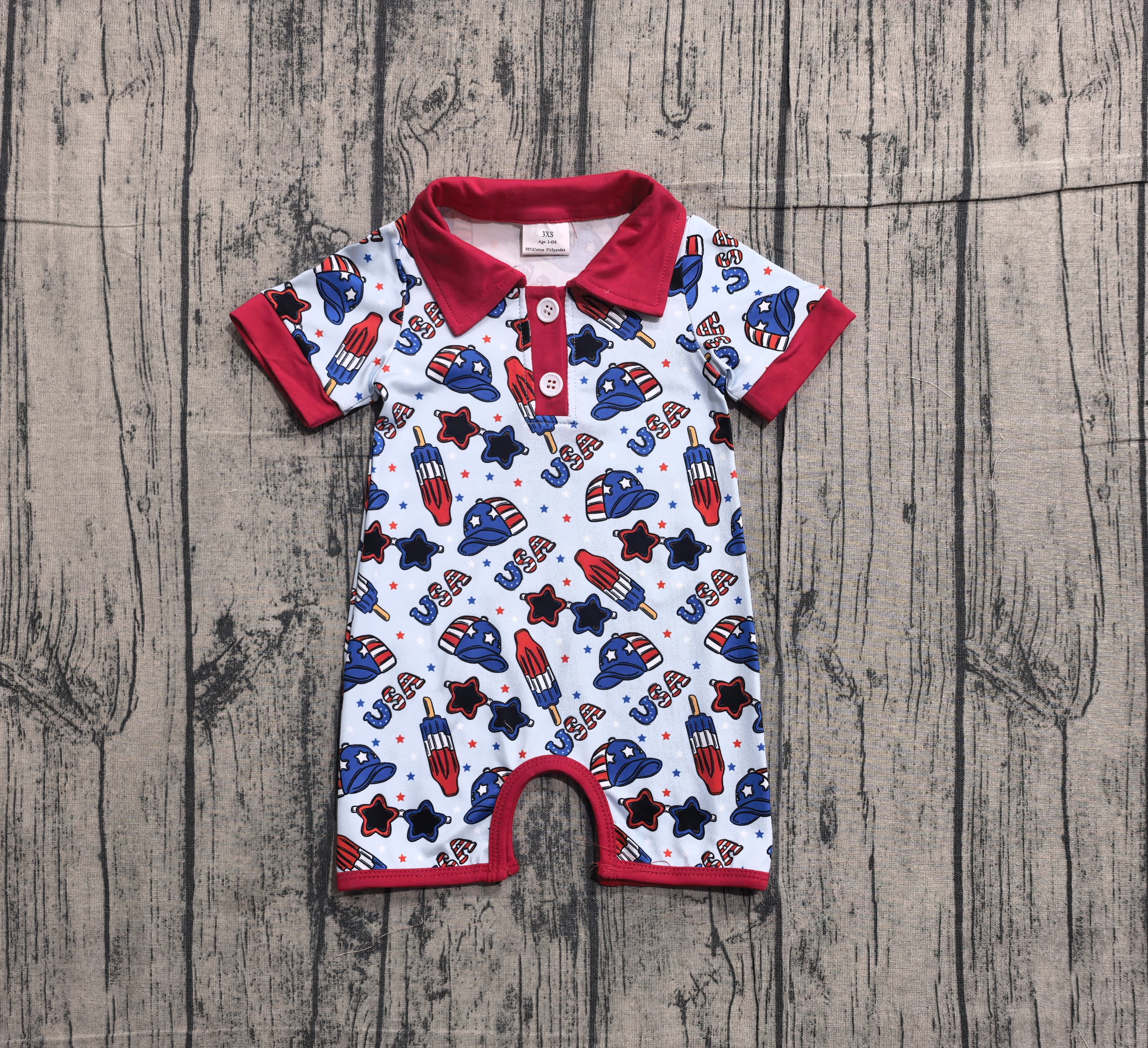 SR3874 pre-order baby boy clothes popsicle print toddler boy 4th of July summer romper-real pic 2026.3.27