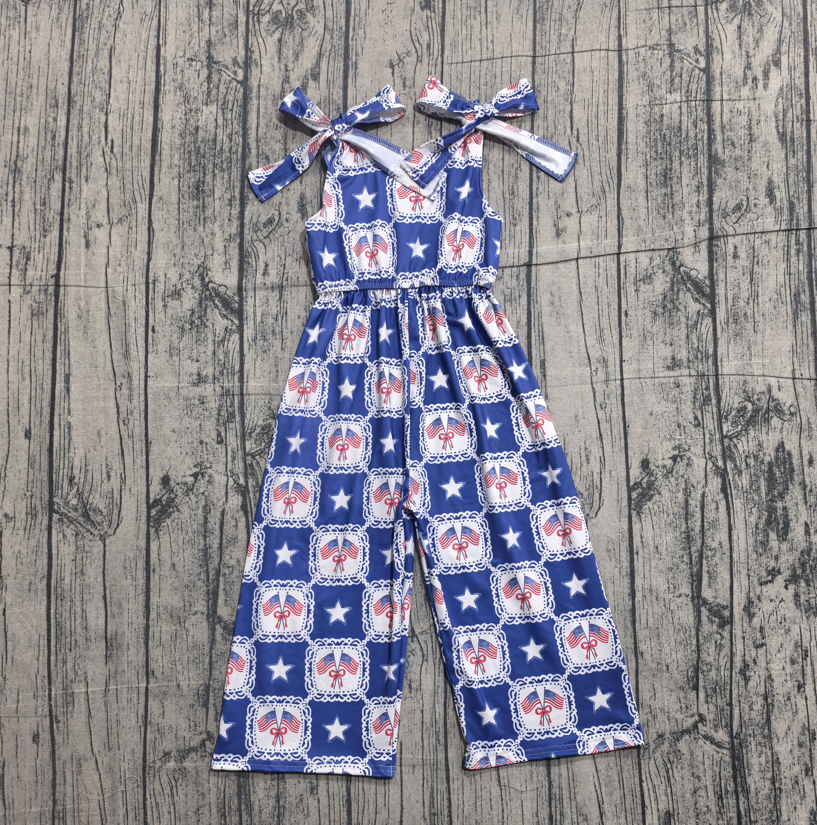 SR3875 pre-order baby girl clothes flag print girl 4th of July summer  jumpsuit-real pic 2026.3.27 