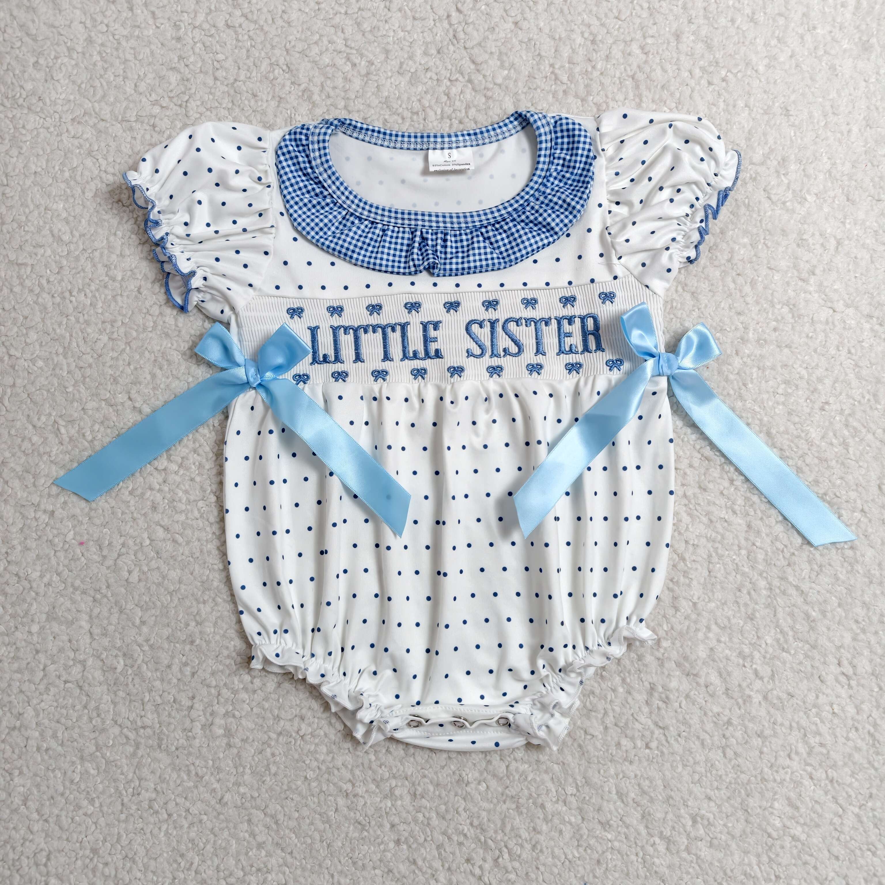 SR3981 RTS baby girl clothes little sister embroidery toddler girl summer bubble
