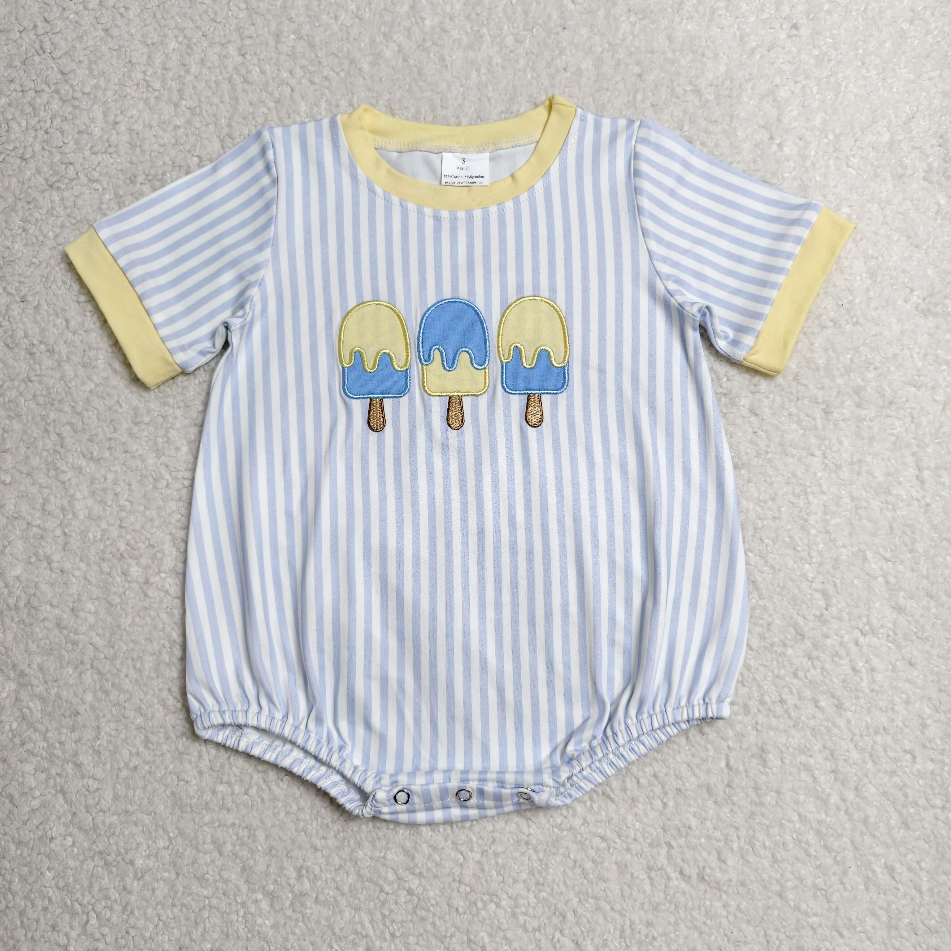 SR4107 RTS baby boy clothes popsicle embroidery toddler boy summer bubble 