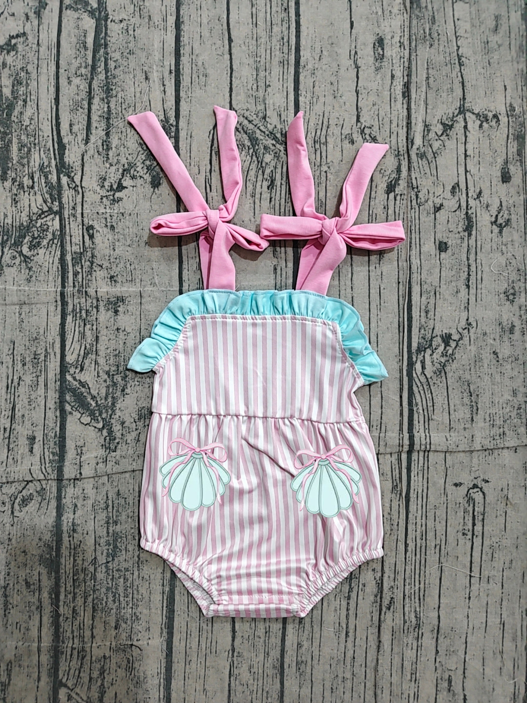 SR4127 pre-order baby clothes shell print toddler girl summer embroidery bubble-real pic 2026.4.12 