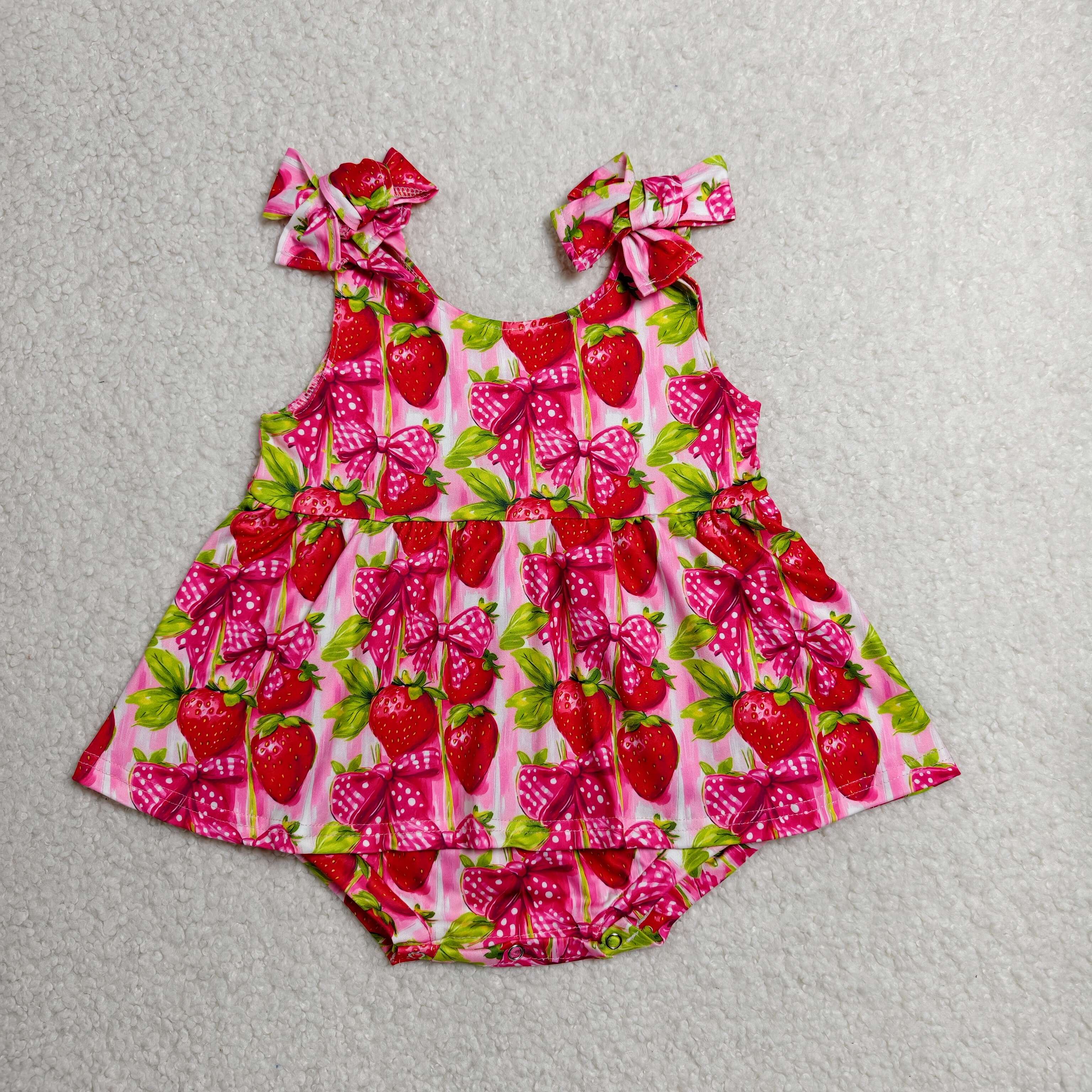 SR4134 RTS baby clothes strawberry toddler girl summer bubble 
