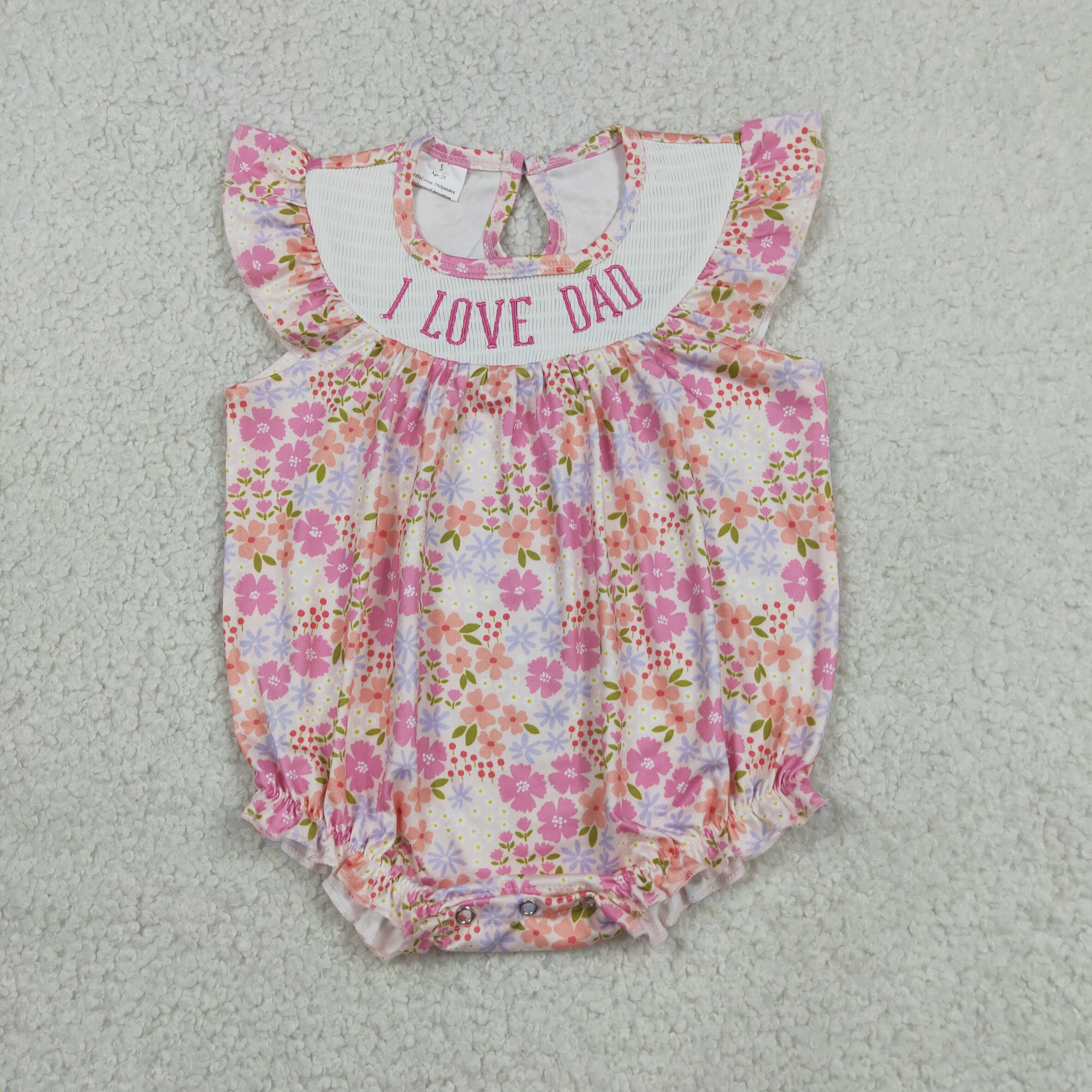 SR4142 RTS baby clothes love dad smock toddler girl summer bubble 