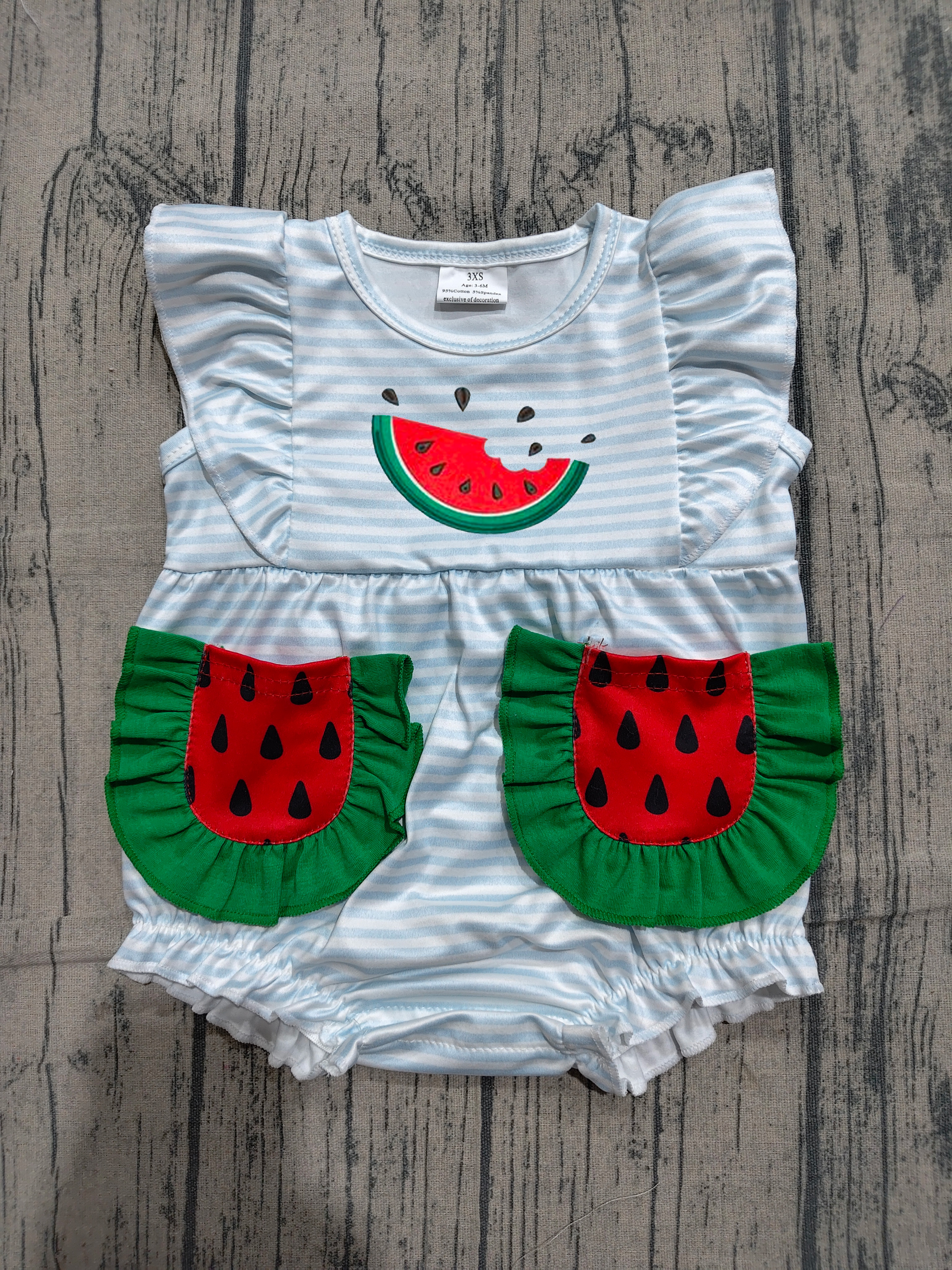 SR4153 pre-order baby clothes watermelon print toddler girl summer embroidery bubble-real pic 2026.4.12