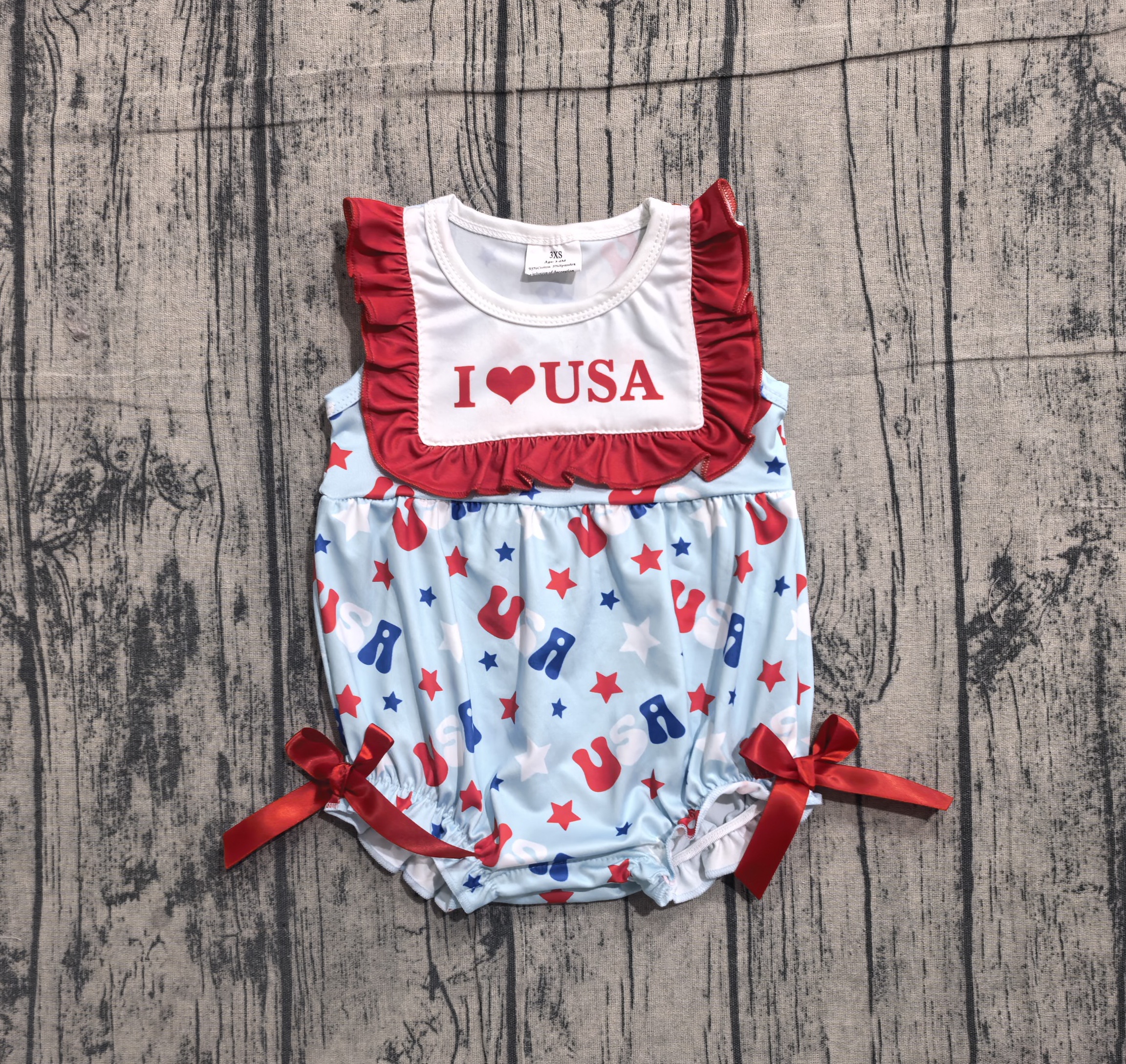 SR4154 pre-order baby clothes flag print toddler girl 4th of July patriotic summer bubble-real pic 2026.4.1 