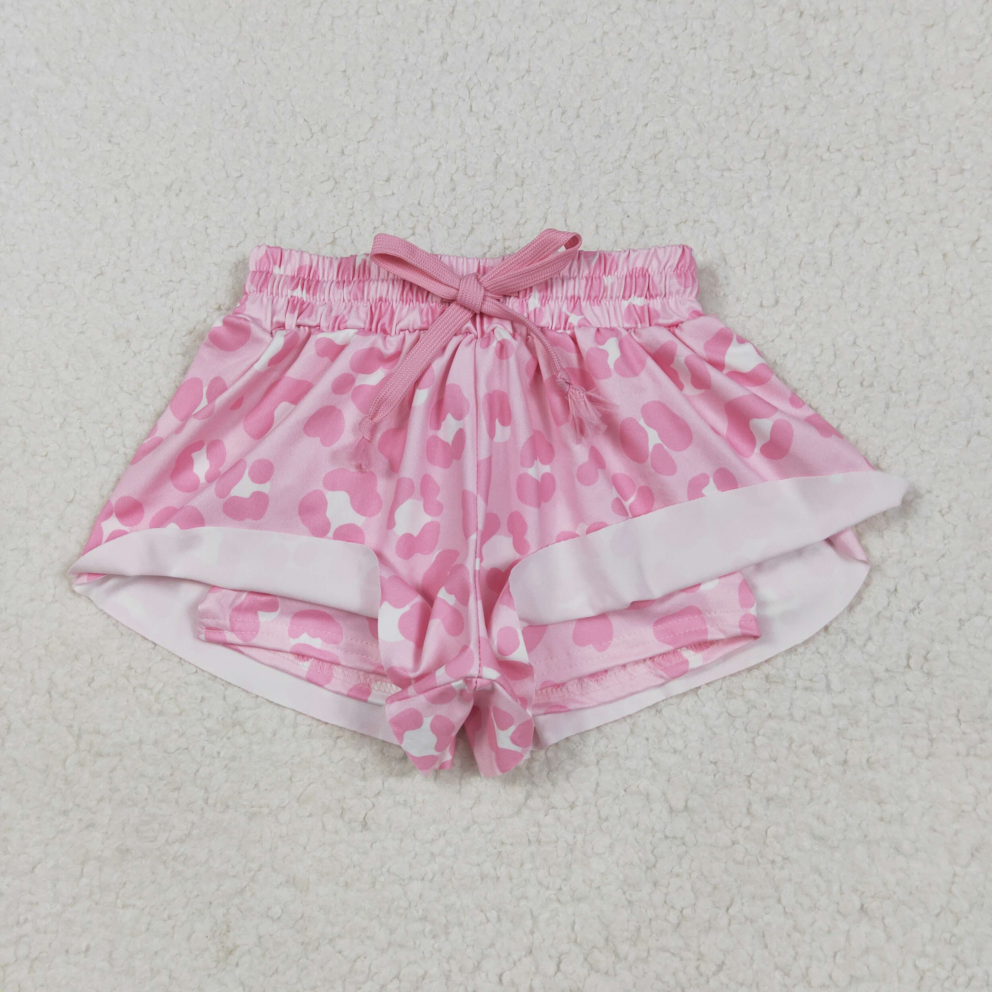 SS0587 RTS girl clothes pink leopard print girl summer shorts 