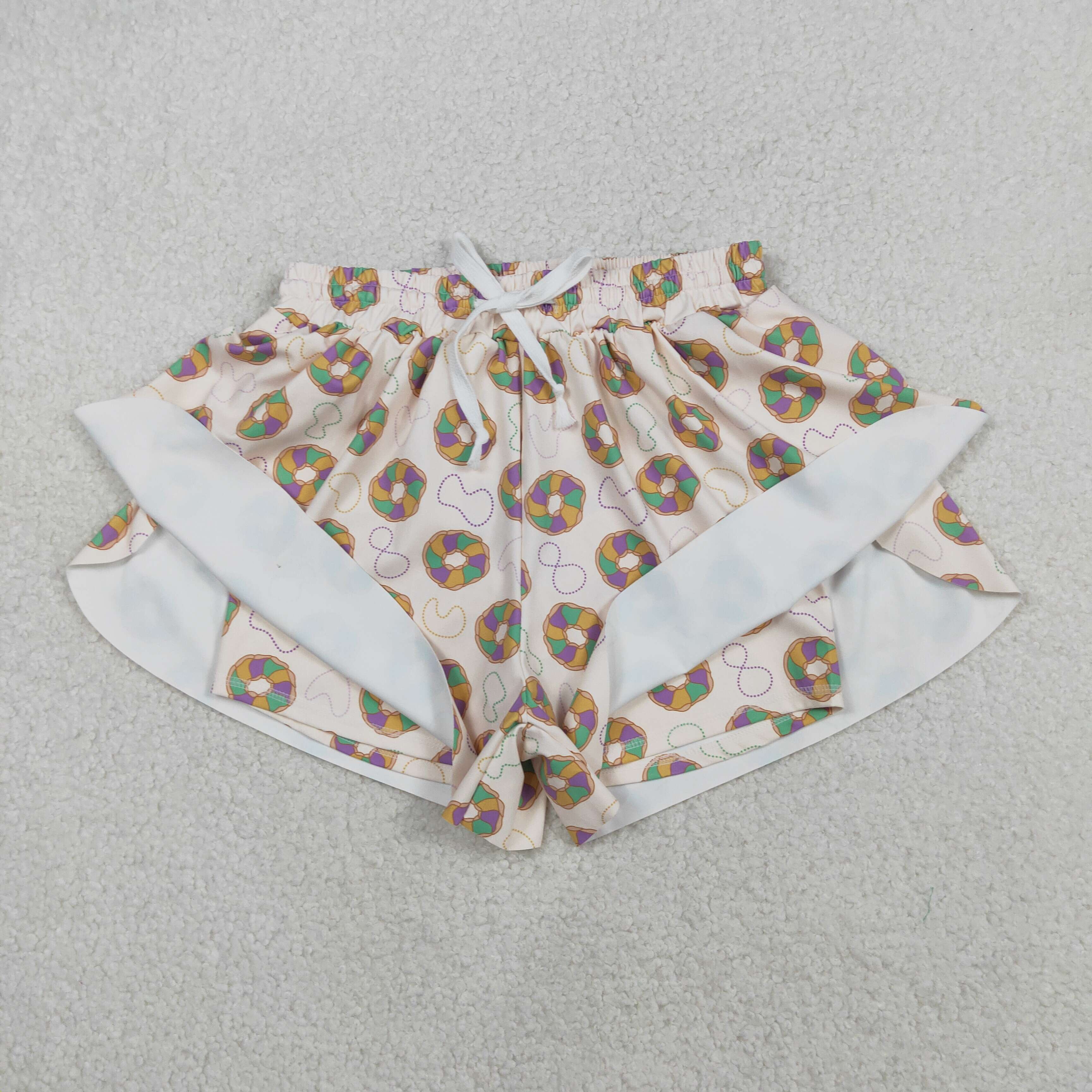SS0680 RTS adult clothes donut adult women mardi gras summer yoga shorts