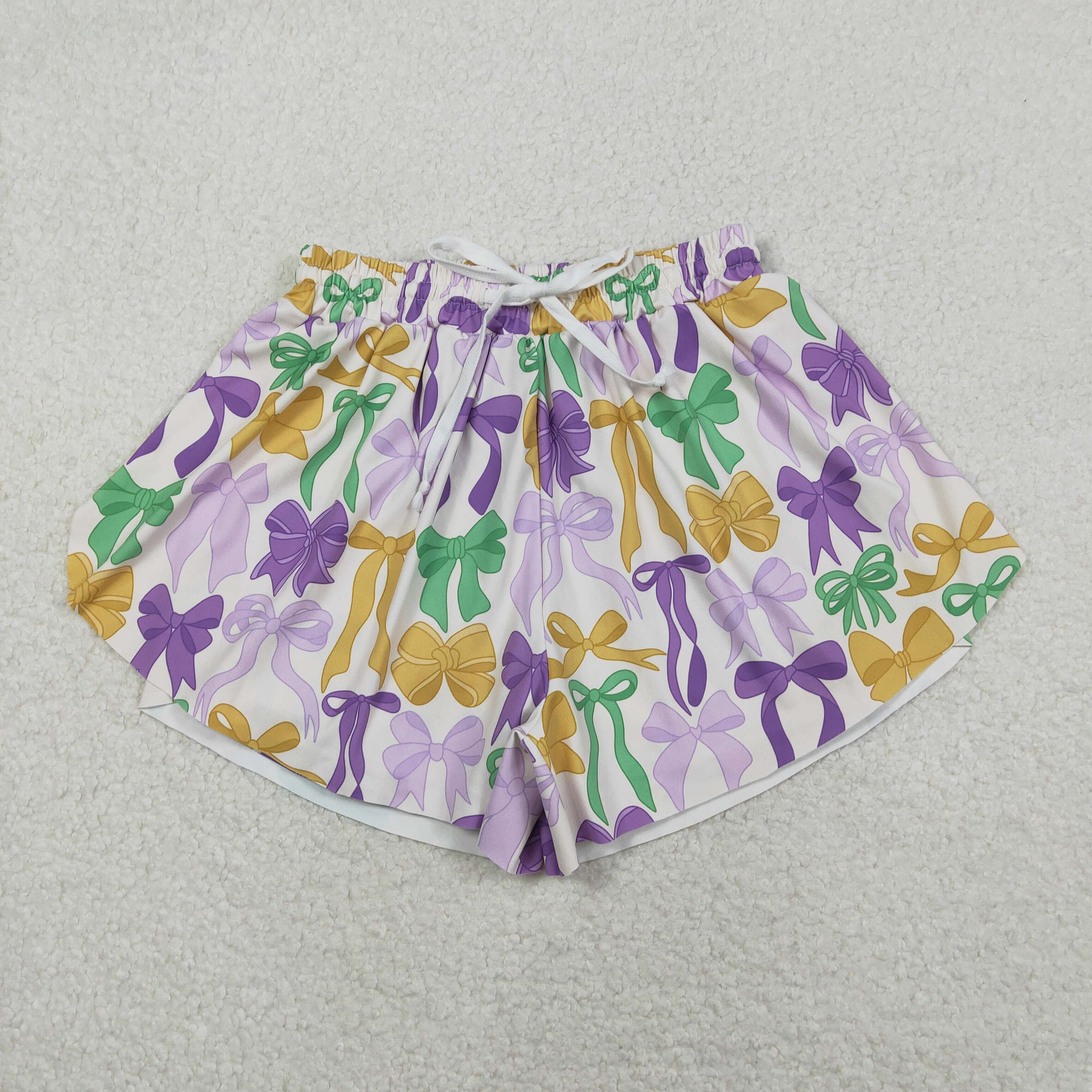 SS0681 RTS adult clothes bows adult women mardi gras summer yoga shorts