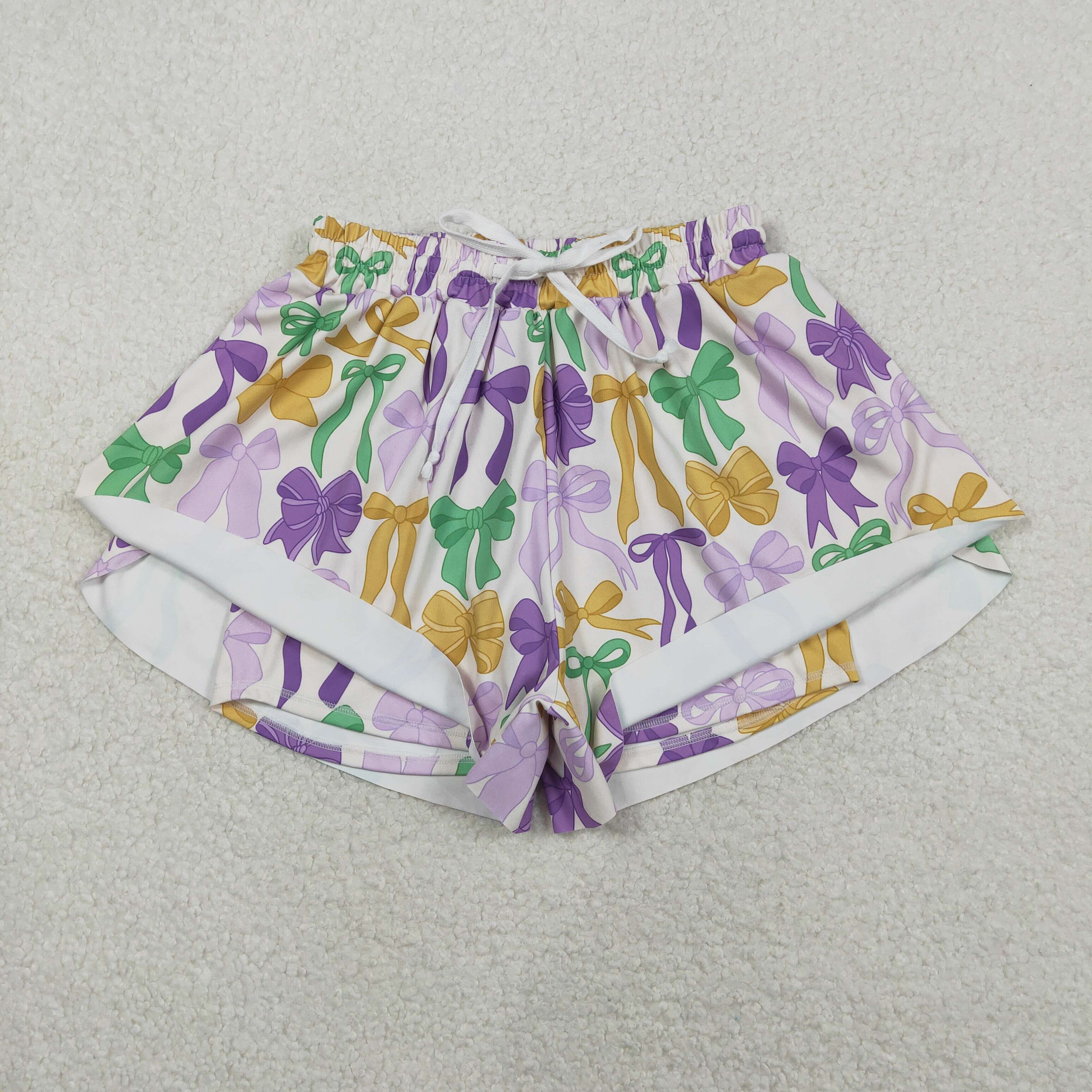 SS0681 RTS adult clothes bows adult women mardi gras summer yoga shorts