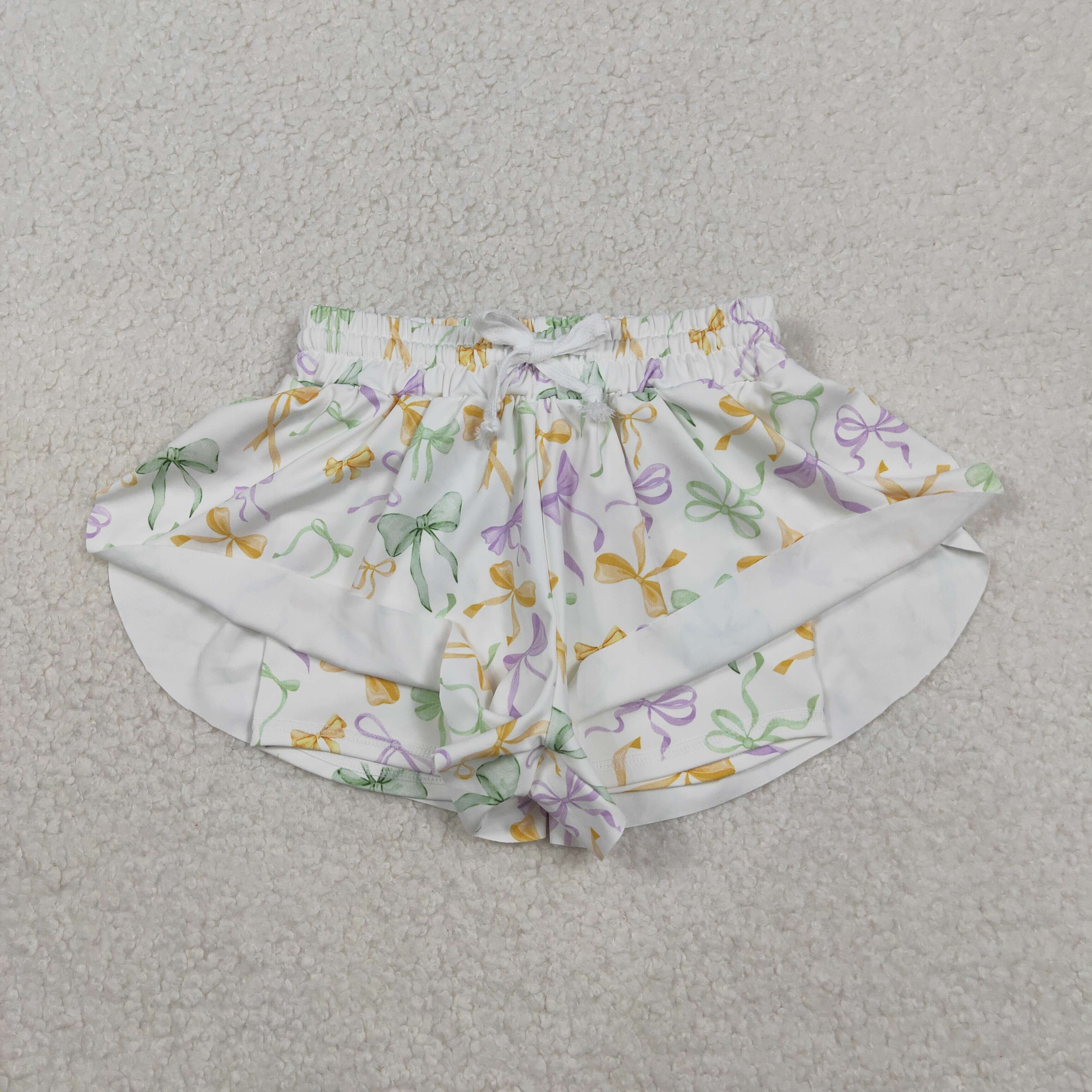SS0682 RTS baby girl clothes bows print girl mardi gras summer shorts