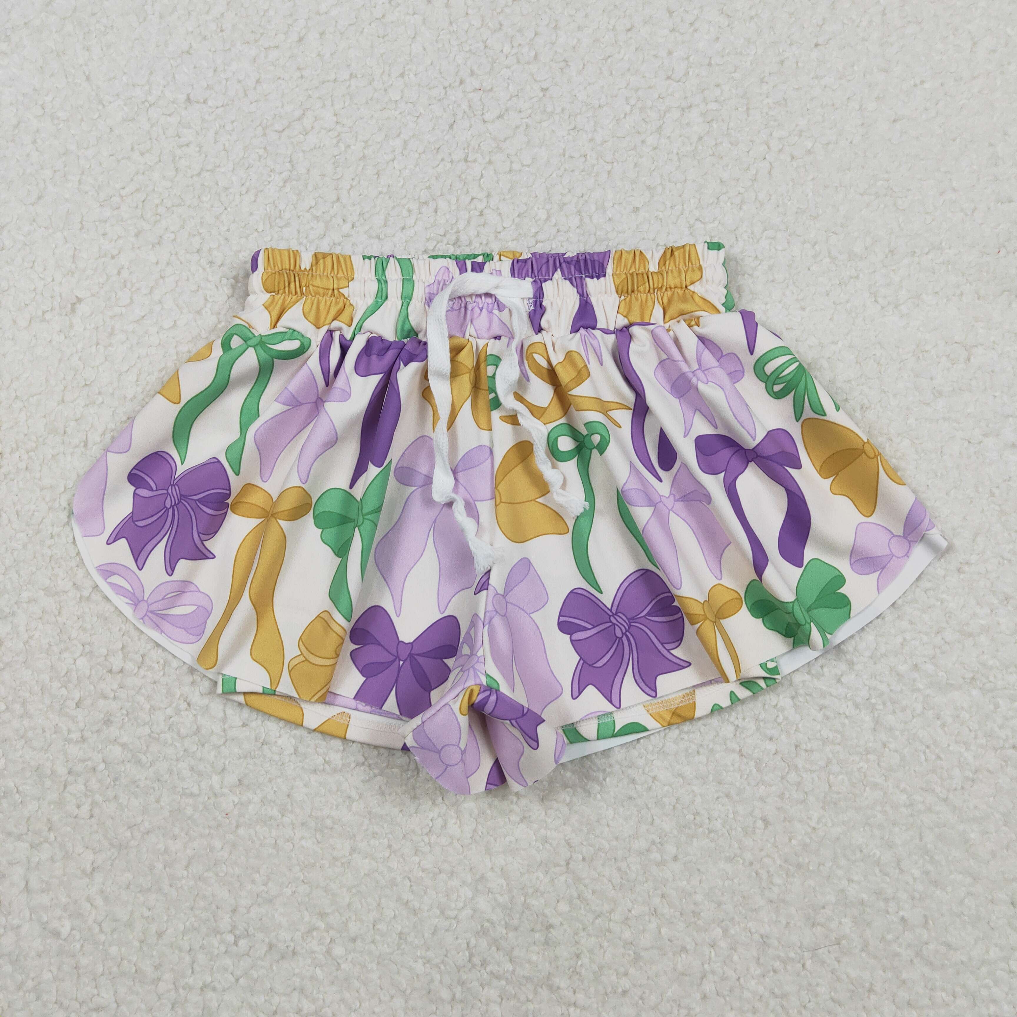 RTS SS0684 baby girl clothes bows print girl mardi gras summer shorts sports shorts