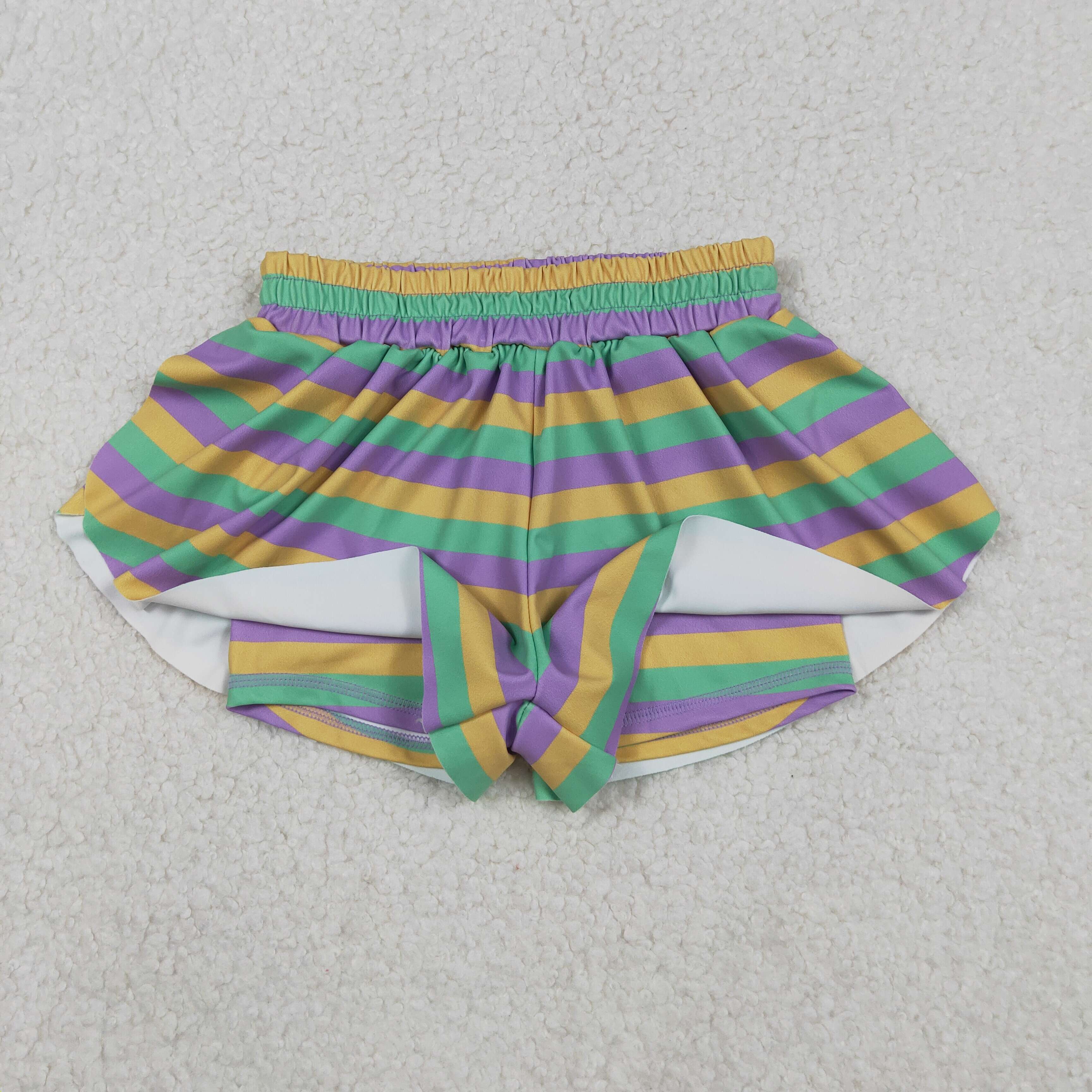 RTS SS0685 girl clothes stripe print girl mardi gras summer shorts