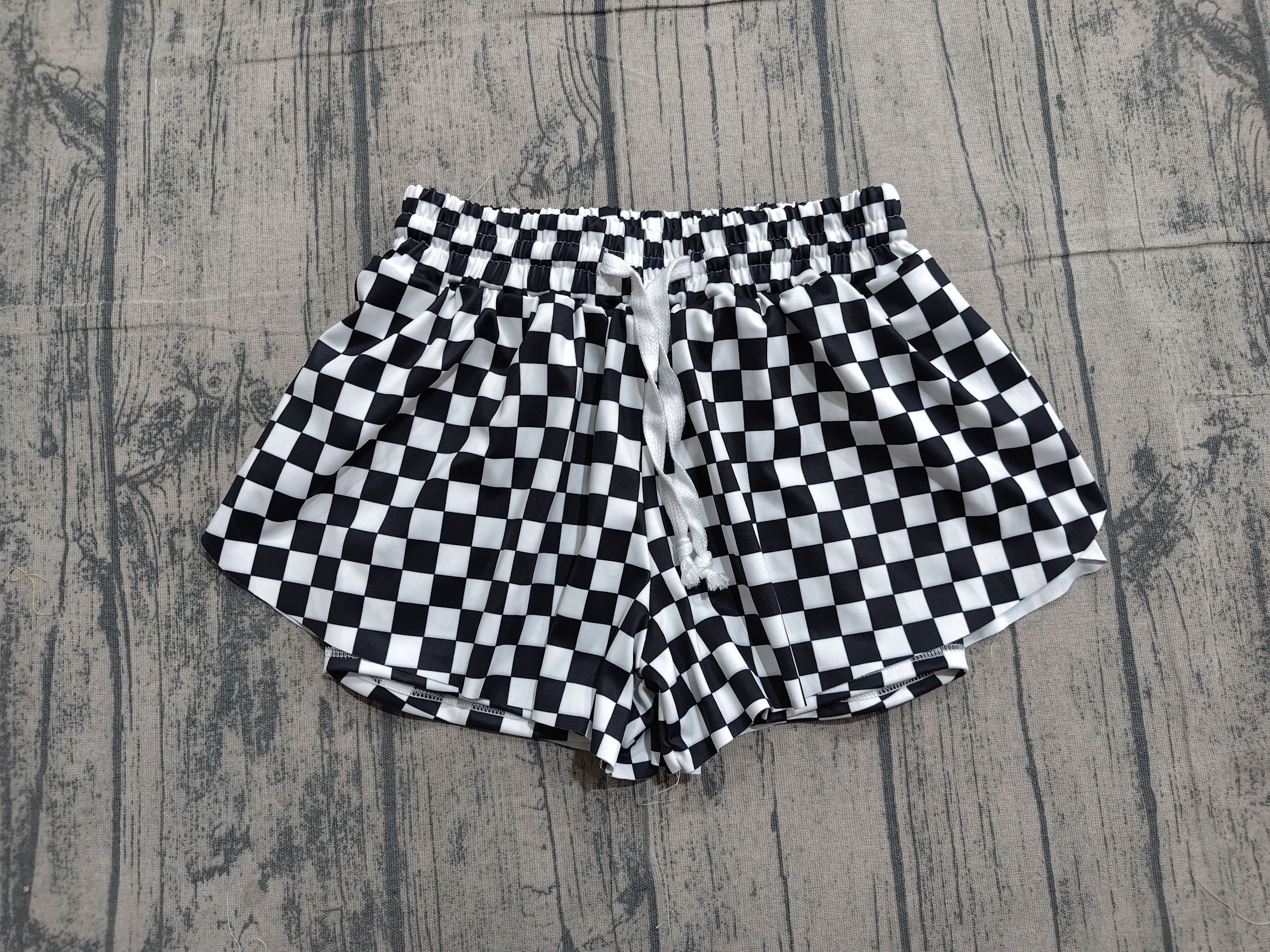 SS0865 pre-order baby girl clothes black gingham print girl yoga summer shorts-real pic 2026.3.26 