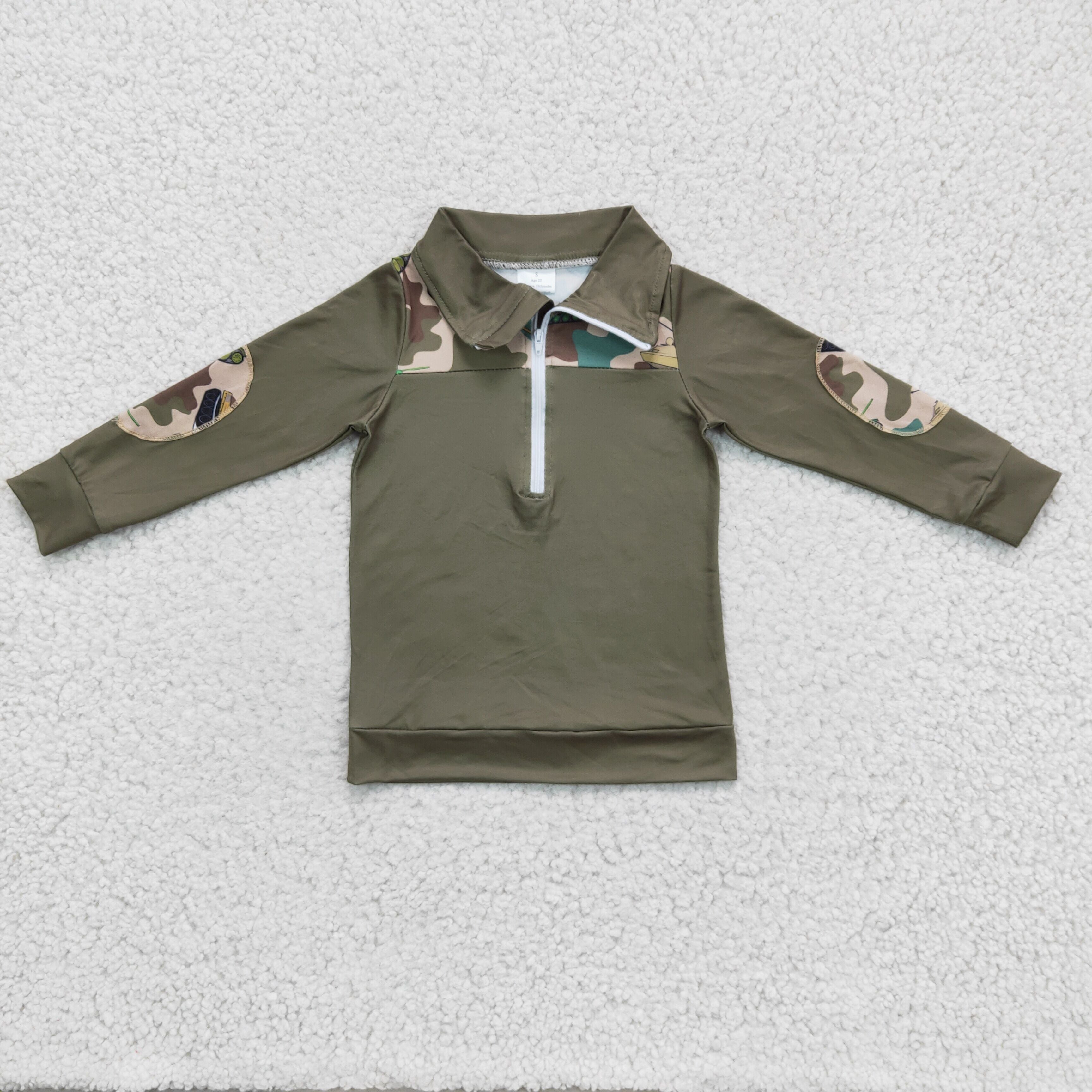 BT0098 baby boy clothes green zipper top winter shirt-promotion 2024.12.28 $5.5